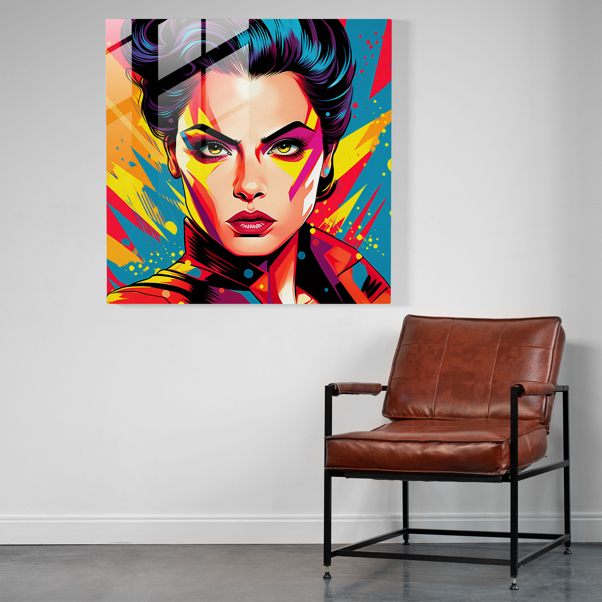 The Pop Amazon Glass Print - Amazon Women, Modern Art, Glass Wall Art, Comic Book-Style