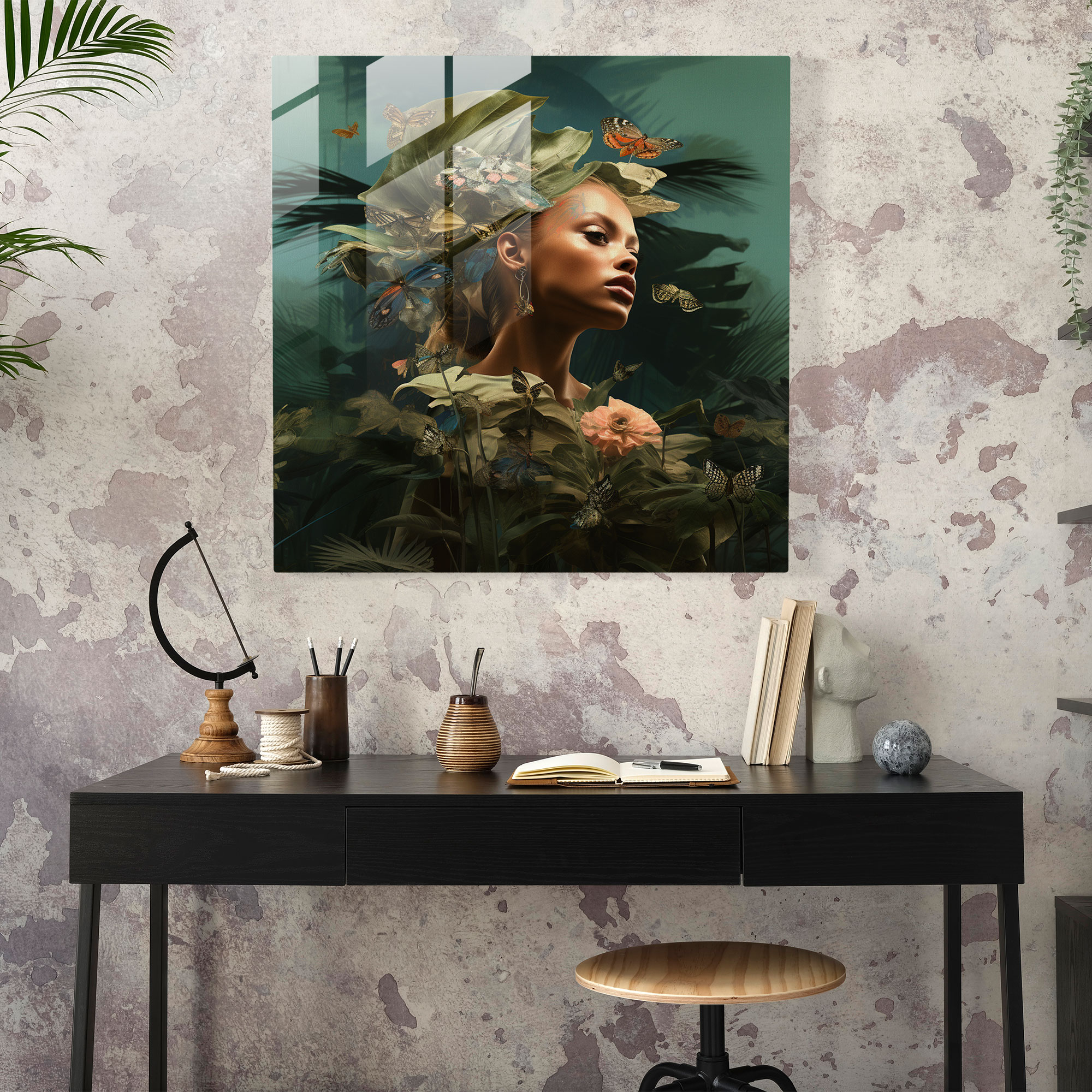 The Enigmatic Amazon Glass Print - Amazon Women, Glass Print, Modern Art, Surreal Visual Experience
