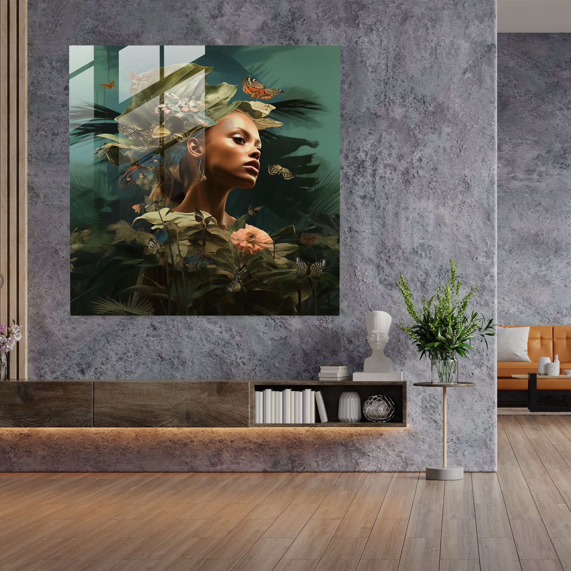 The Enigmatic Amazon Glass Print - Amazon Women, Glass Print, Modern Art, Surreal Visual Experience