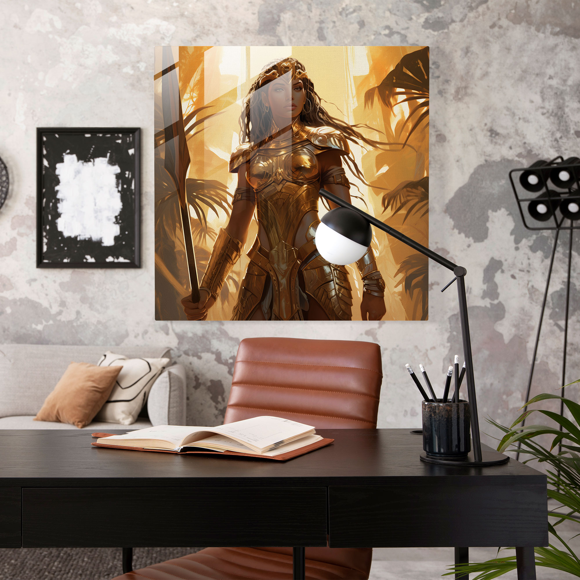 Amazon Warrior Glass Print - Amazon Women, Bow And Arrow, Armor, Home Decoration
