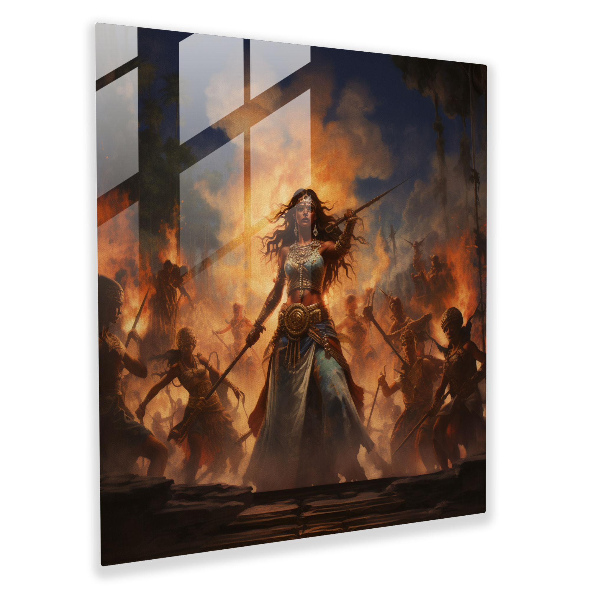 Guardians Of The Amazon Glass Print - Amazon Women, Wall Decoration, Modern Art, Glass Art