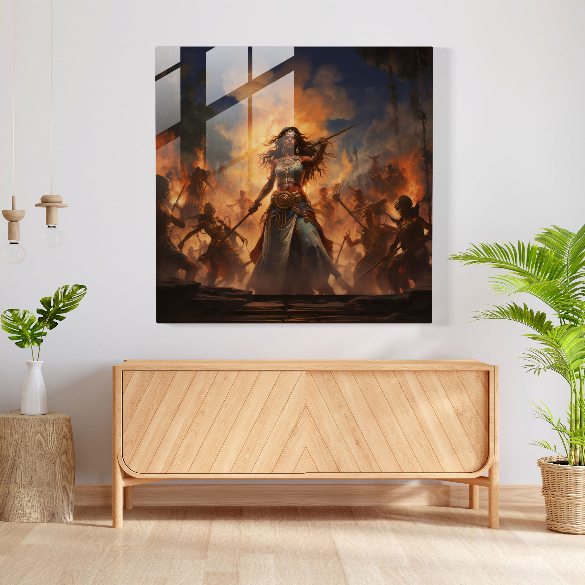 Guardians Of The Amazon Glass Print - Amazon Women, Wall Decoration, Modern Art, Glass Art