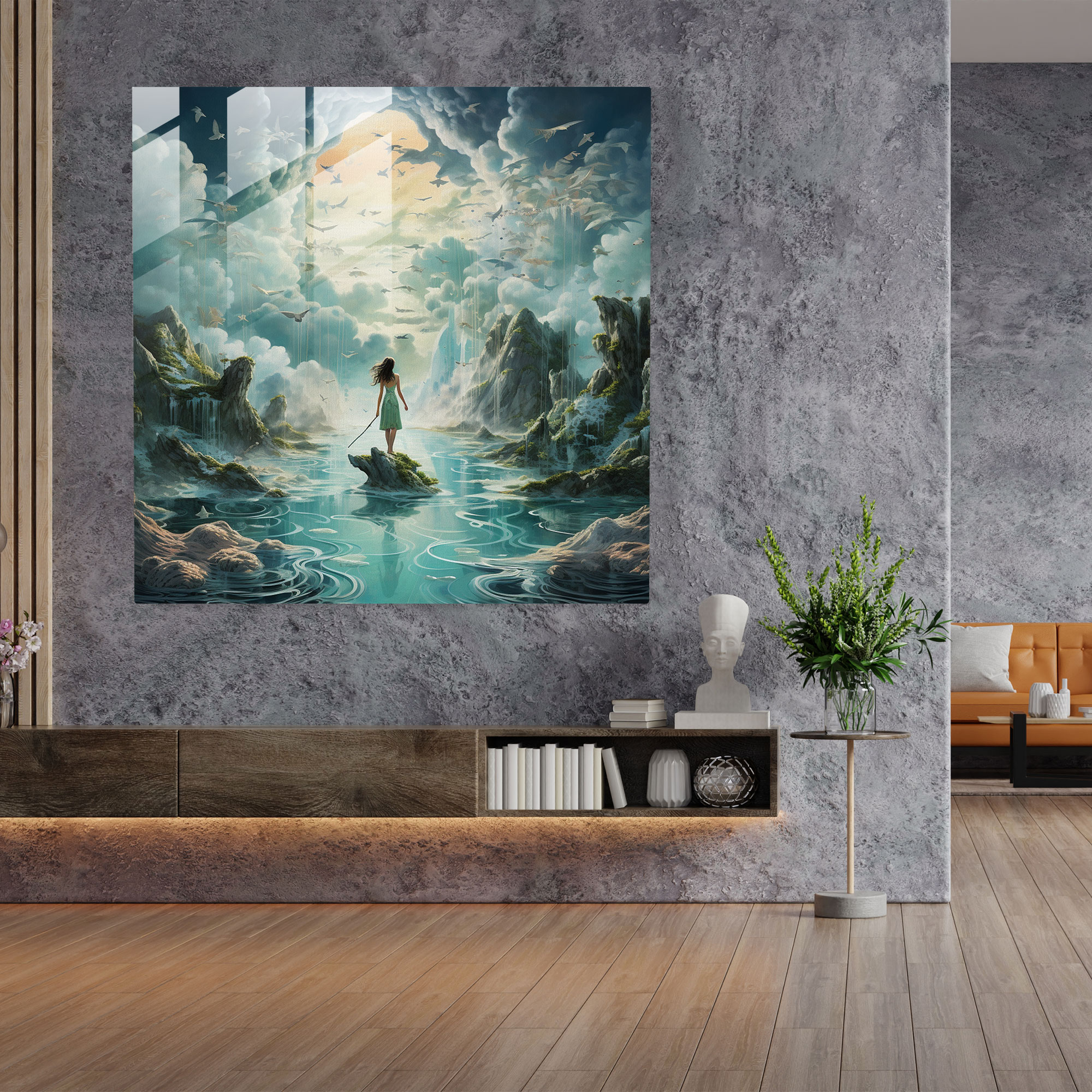 Amazon Women Glass Print - Amazon Women, Swirling Clouds, Glass Art, Amazon Women