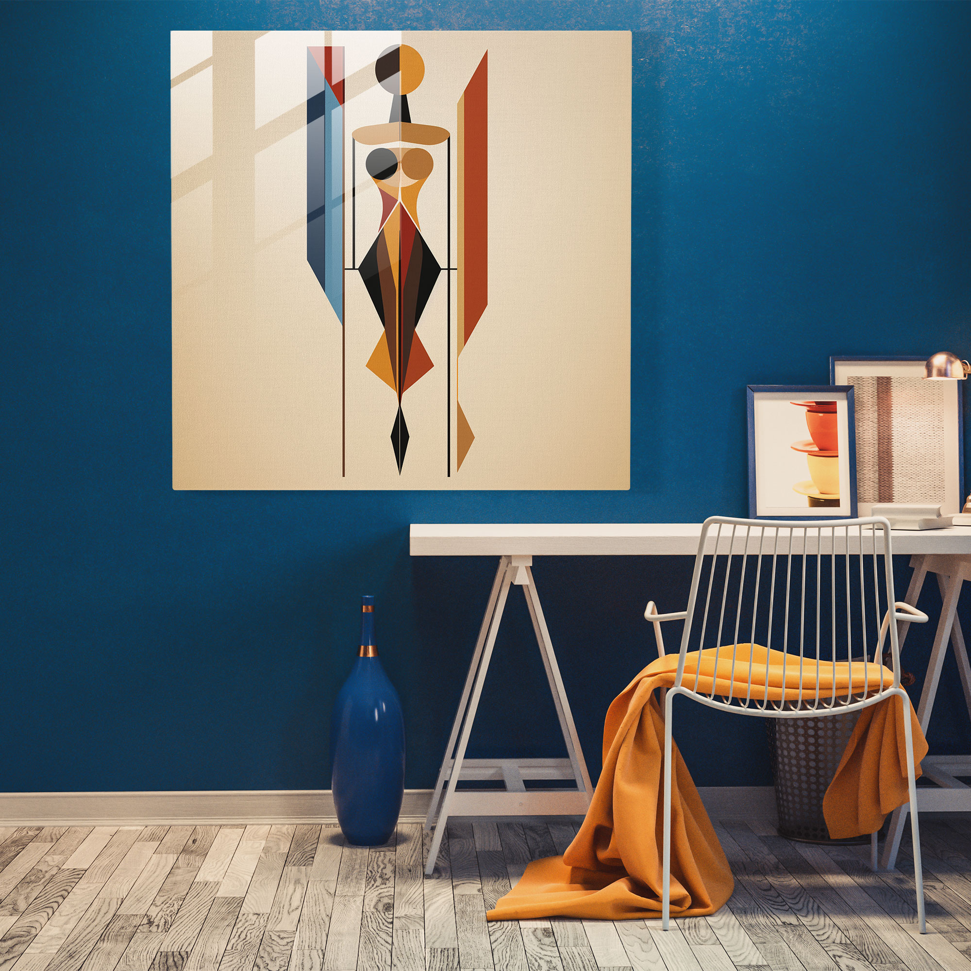 Amazon Kadınlar Cam Tablo - Minimalist Geometrik Tasarım Amazon Kadınları