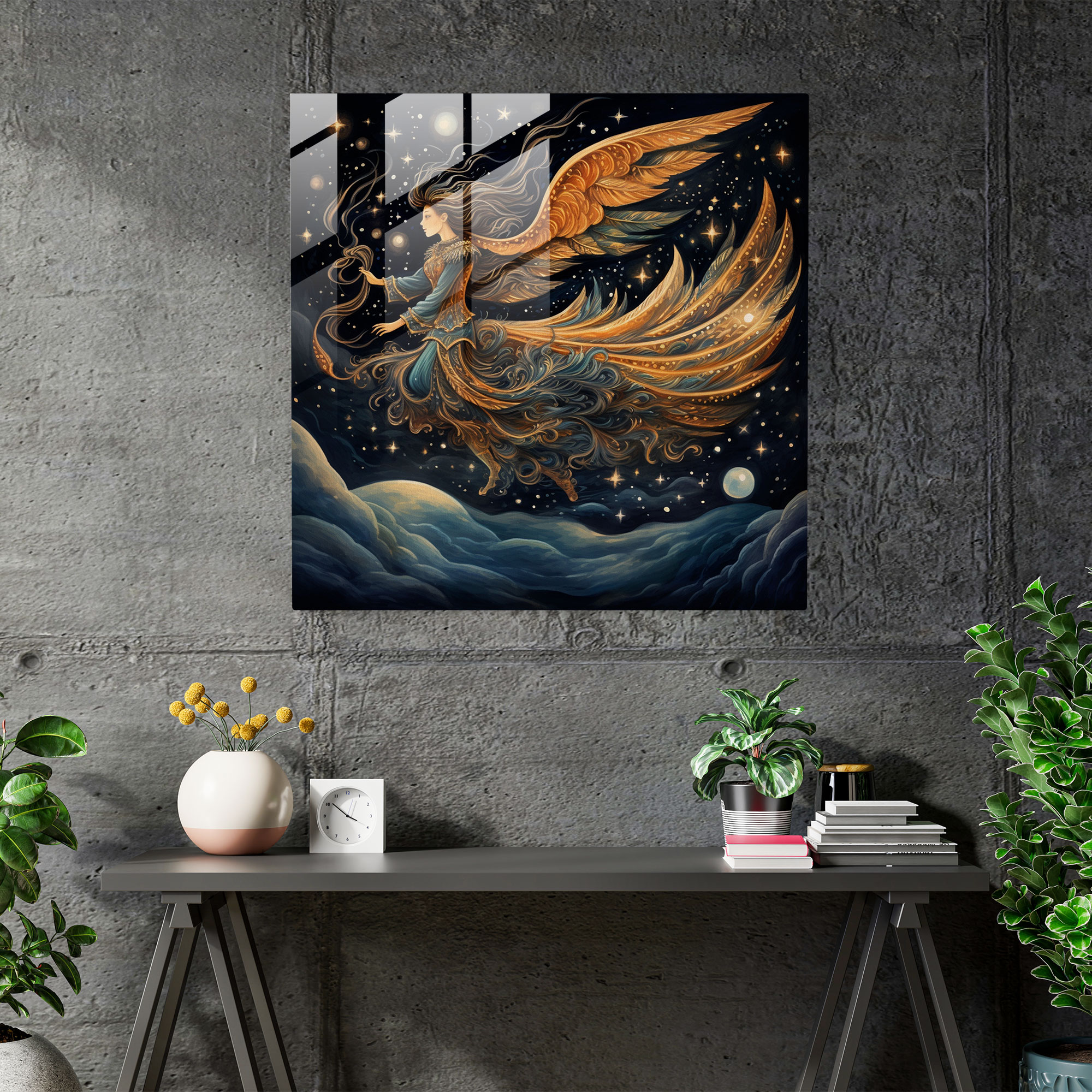 Amazon Kadın Cam Tablo - Modern Sanat Starry Night Sky ile Amazon Kadınlar Duvar Dekorasyonu