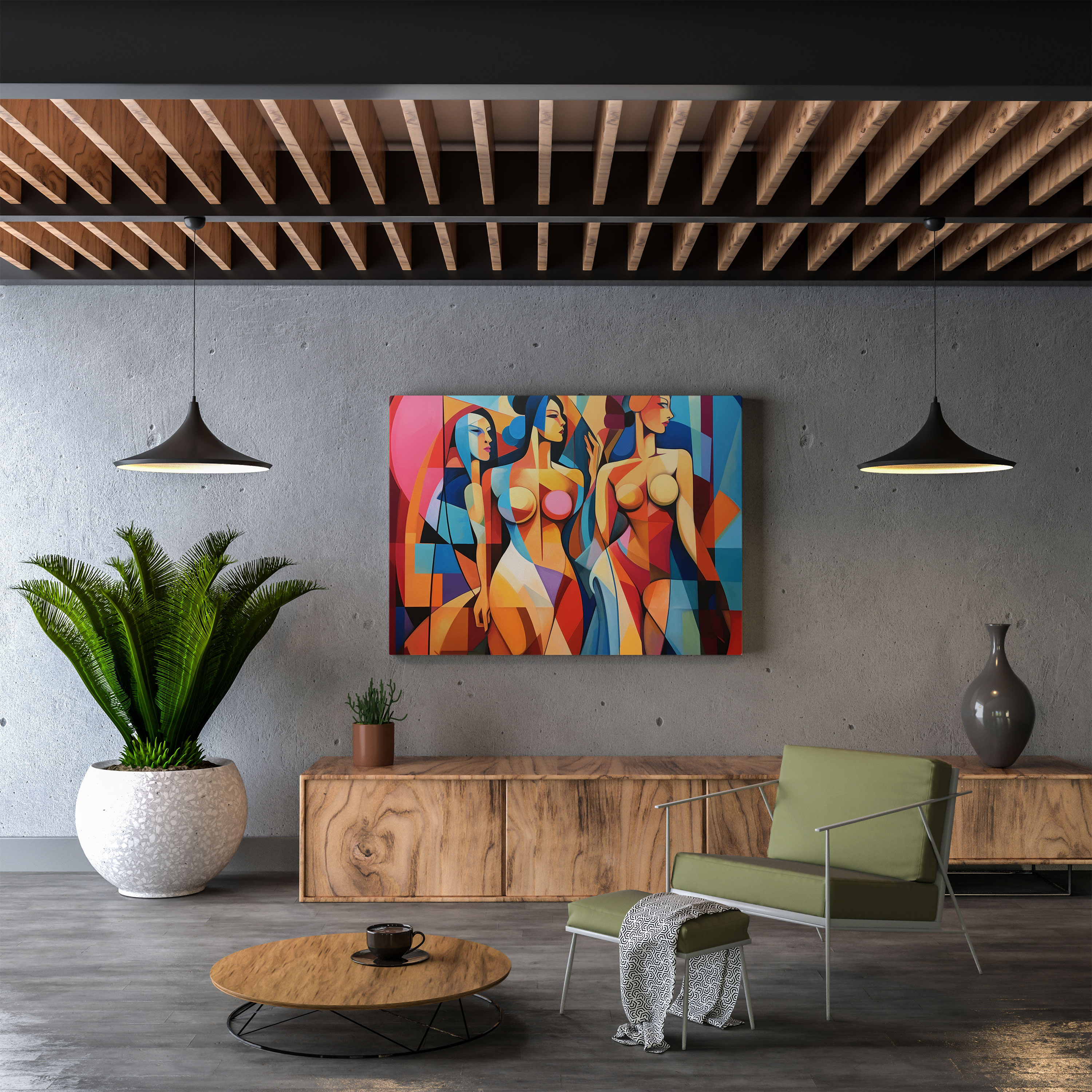 Dynamic Amazon Women Wall Art - Amazon Women, Geometric Abstract, Canvas, Wall Art