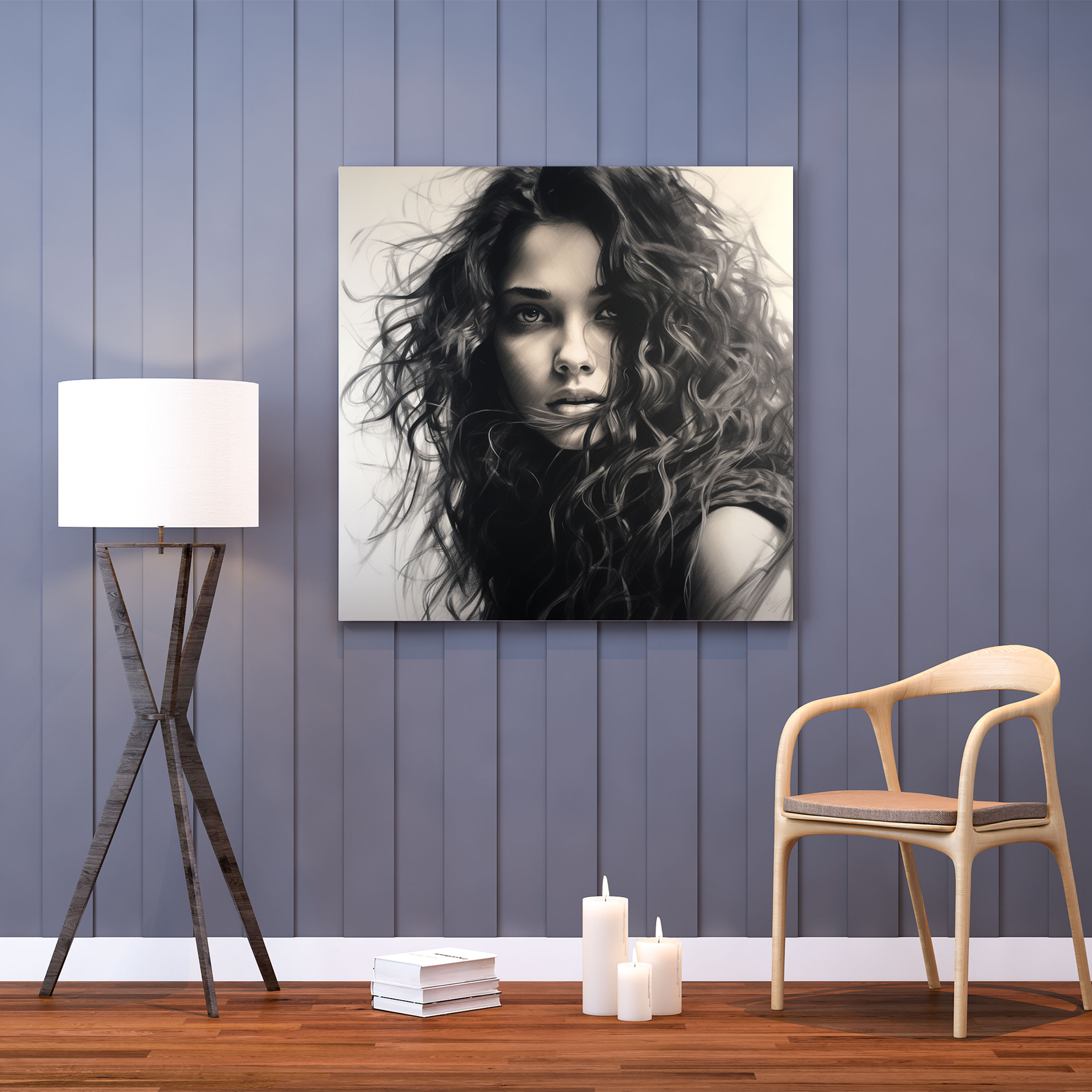 Amazon Women Wall Art - Amazon Women, Resilience, Canvas Wall Art, Realistic Charcoal Sketch