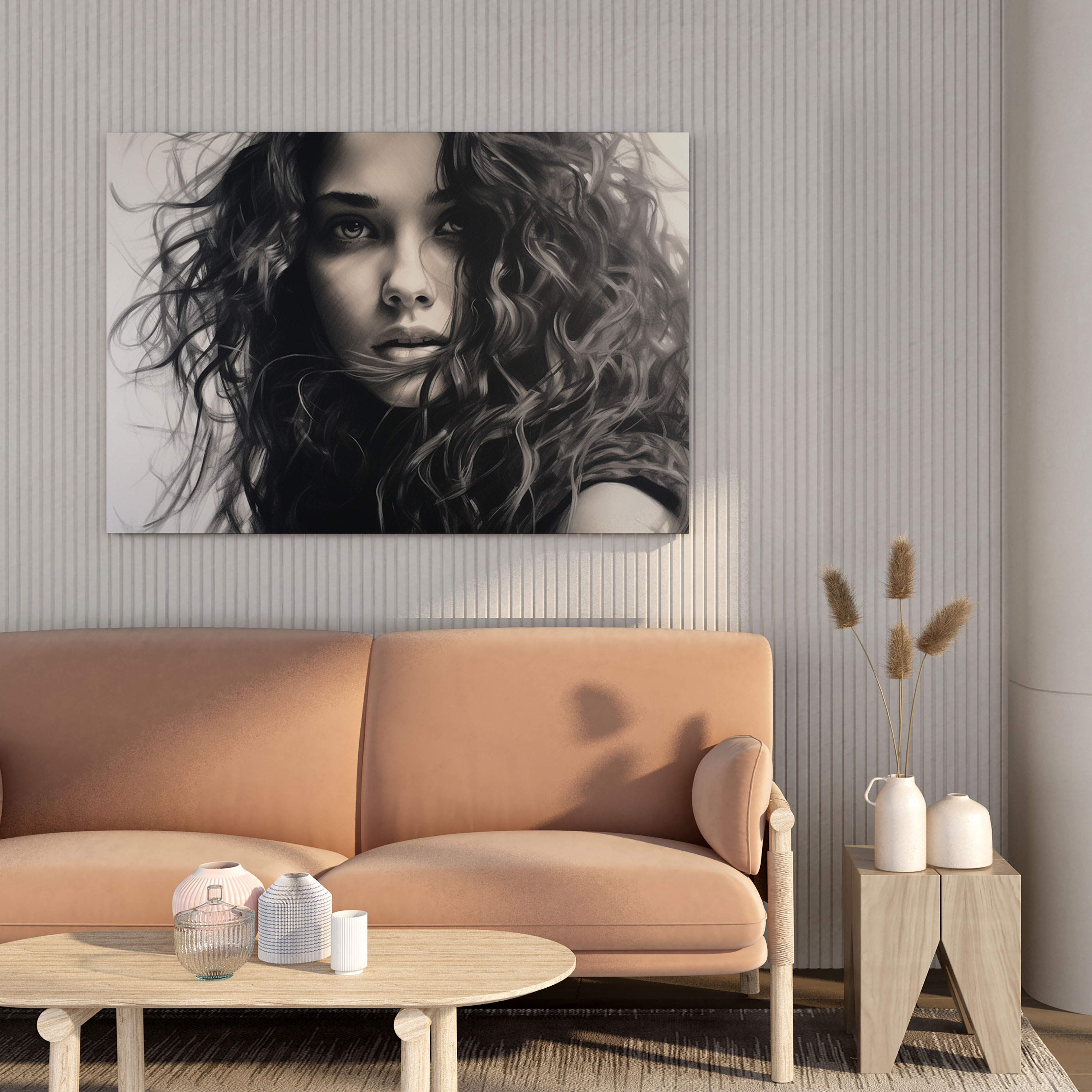 Amazon Women Wall Art - Amazon Women, Resilience, Canvas Wall Art, Realistic Charcoal Sketch