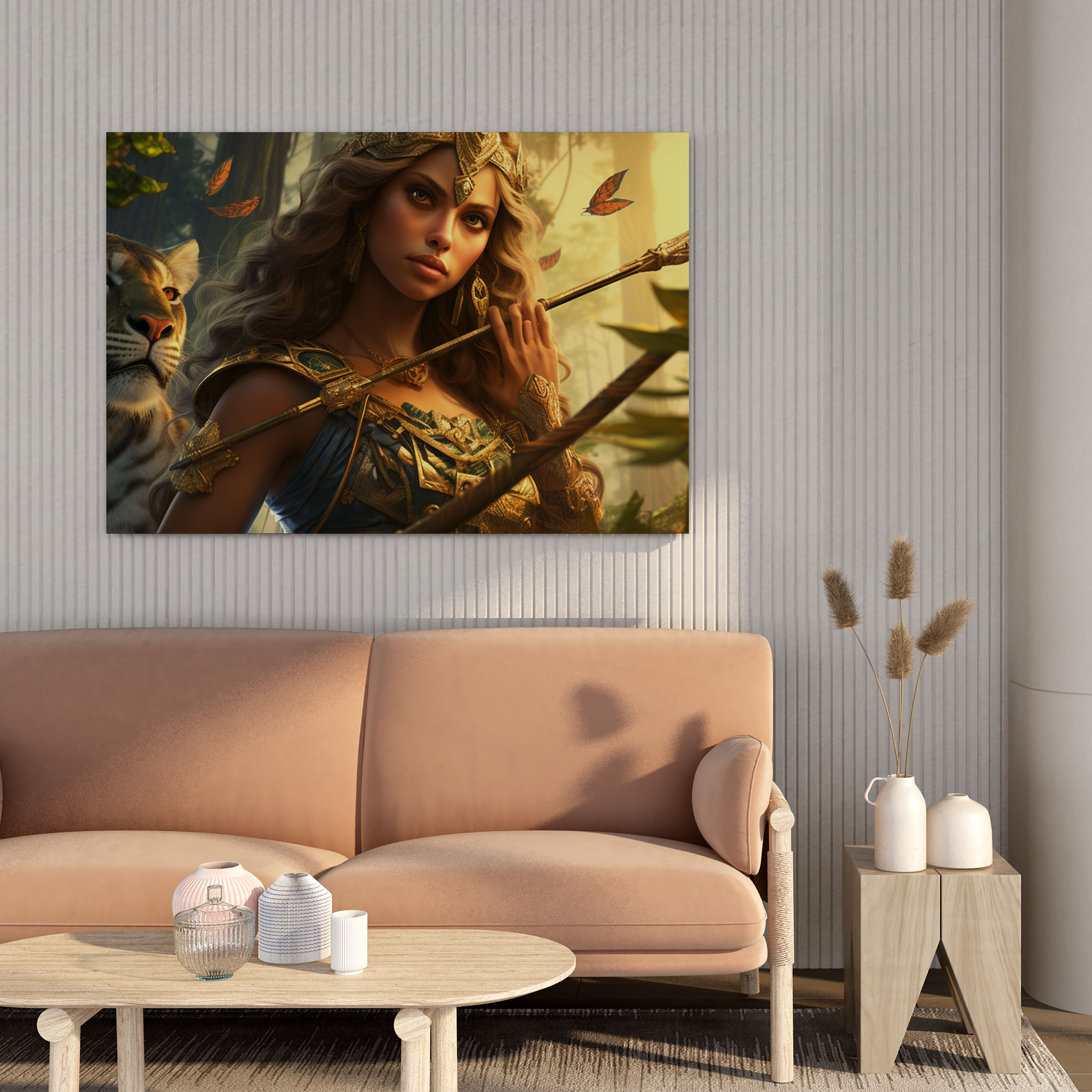 Amazon Women Canvas Print - Amazon Women, Mythical Queen, Wall Decoration, Fierce Animals