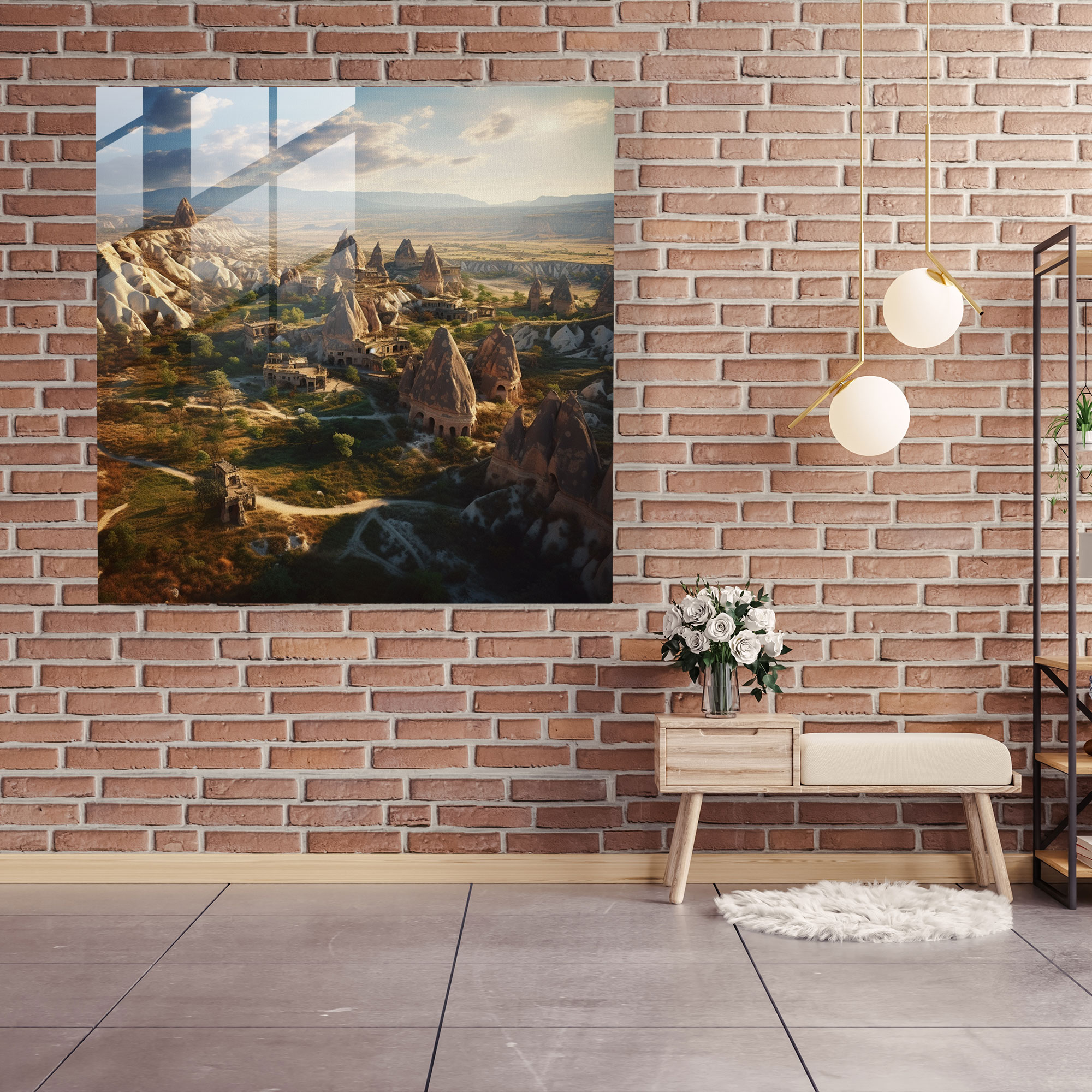 Anatolia Glass Print - Aerial View Of Cappadocia Landscape - Anatolia, Glass Print, Wall Decoration, Rock Formations