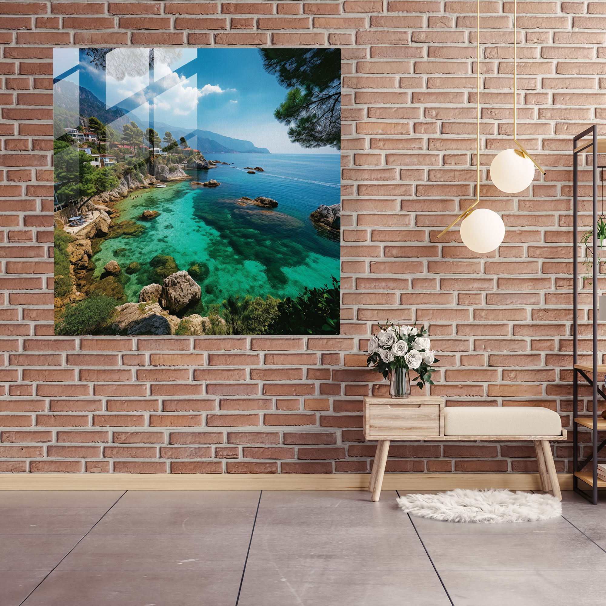 Anatolia Glass Print - Antalya Coastline View - Anatolia, Glass Wall Art, Crystal Clear Waters, Wall Decoration
