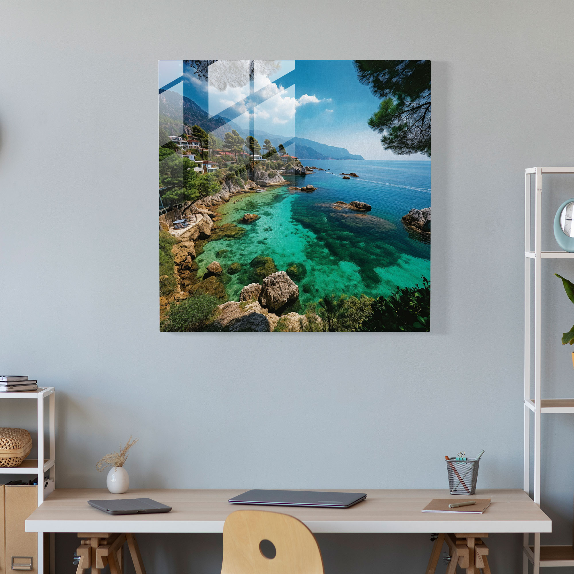 Anatolia Glass Print - Antalya Coastline View - Anatolia, Glass Wall Art, Crystal Clear Waters, Wall Decoration