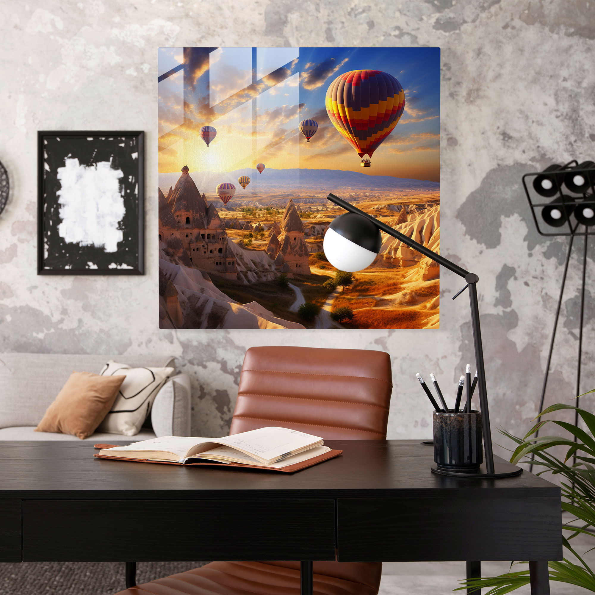Anatolia Glass Print - Hot Air Balloon Ride Over Goreme - Anatolia, Fairy Chimneys, Glass Art, Hot Air Balloon Ride