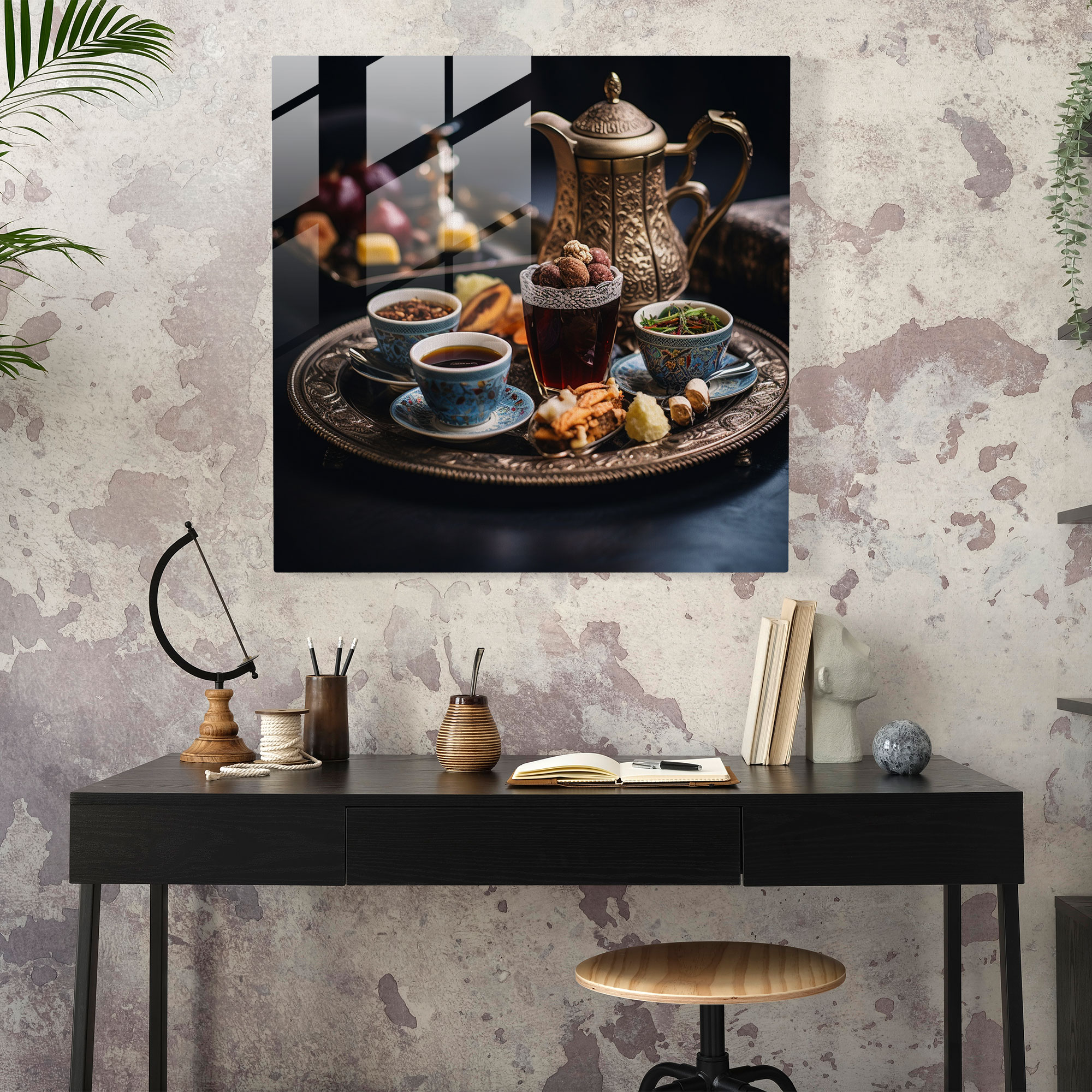 Anatolia Glass Print - Traditional Turkish Tea Set - Anatolia, Delicate Patterns, Traditional Turkish Tea Set, Anatolia