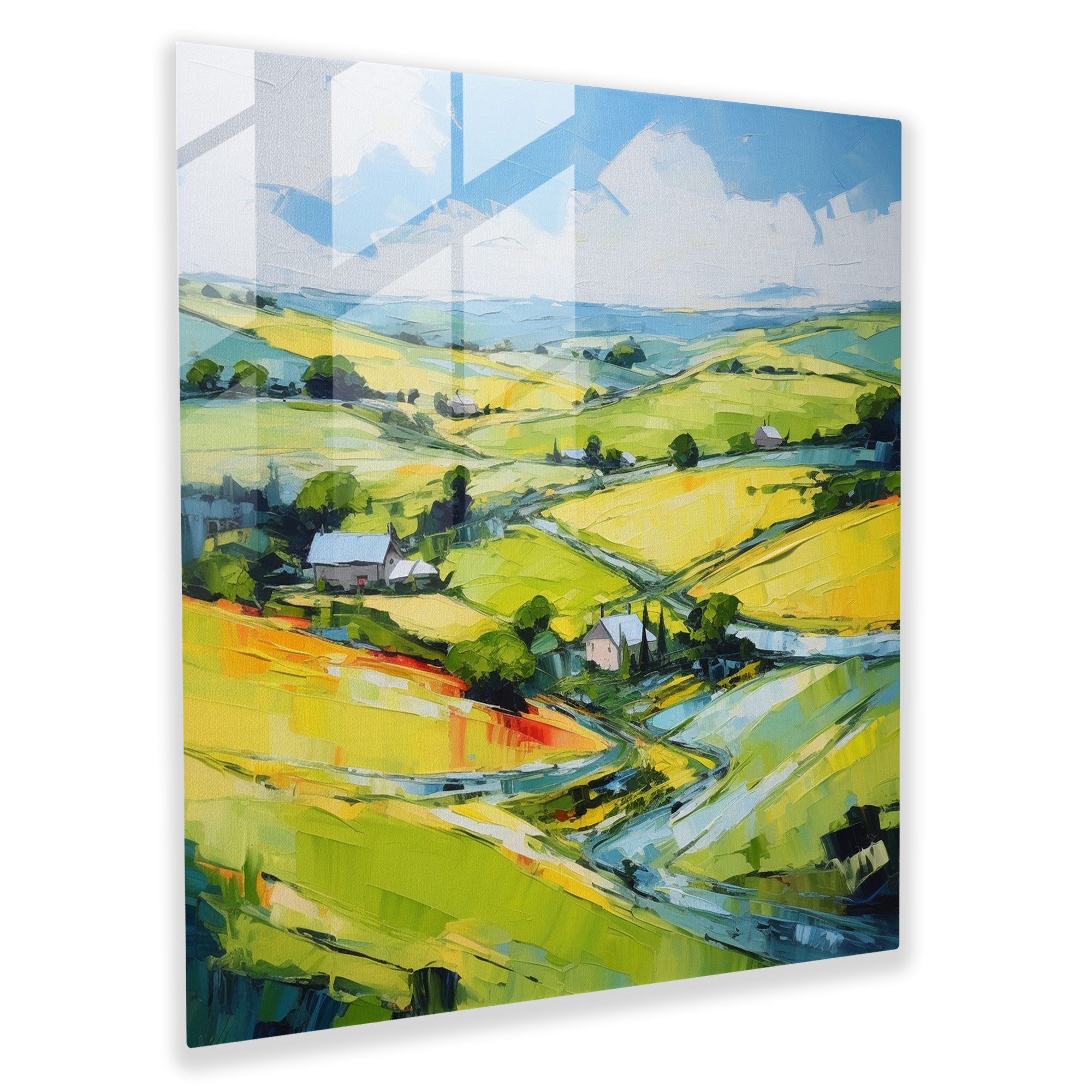 Anatolia Impressionist Glass Print - Anatolia, Anatolia, Countryside Landscape, Glass Art