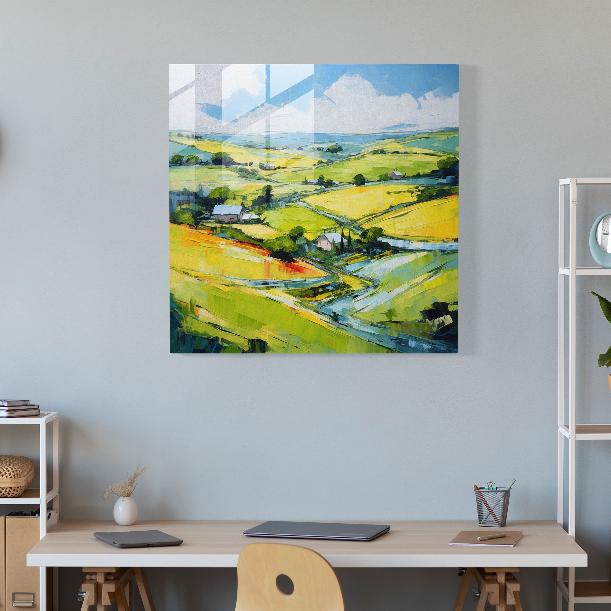 Anatolia Impressionist Glass Print - Anatolia, Anatolia, Countryside Landscape, Glass Art