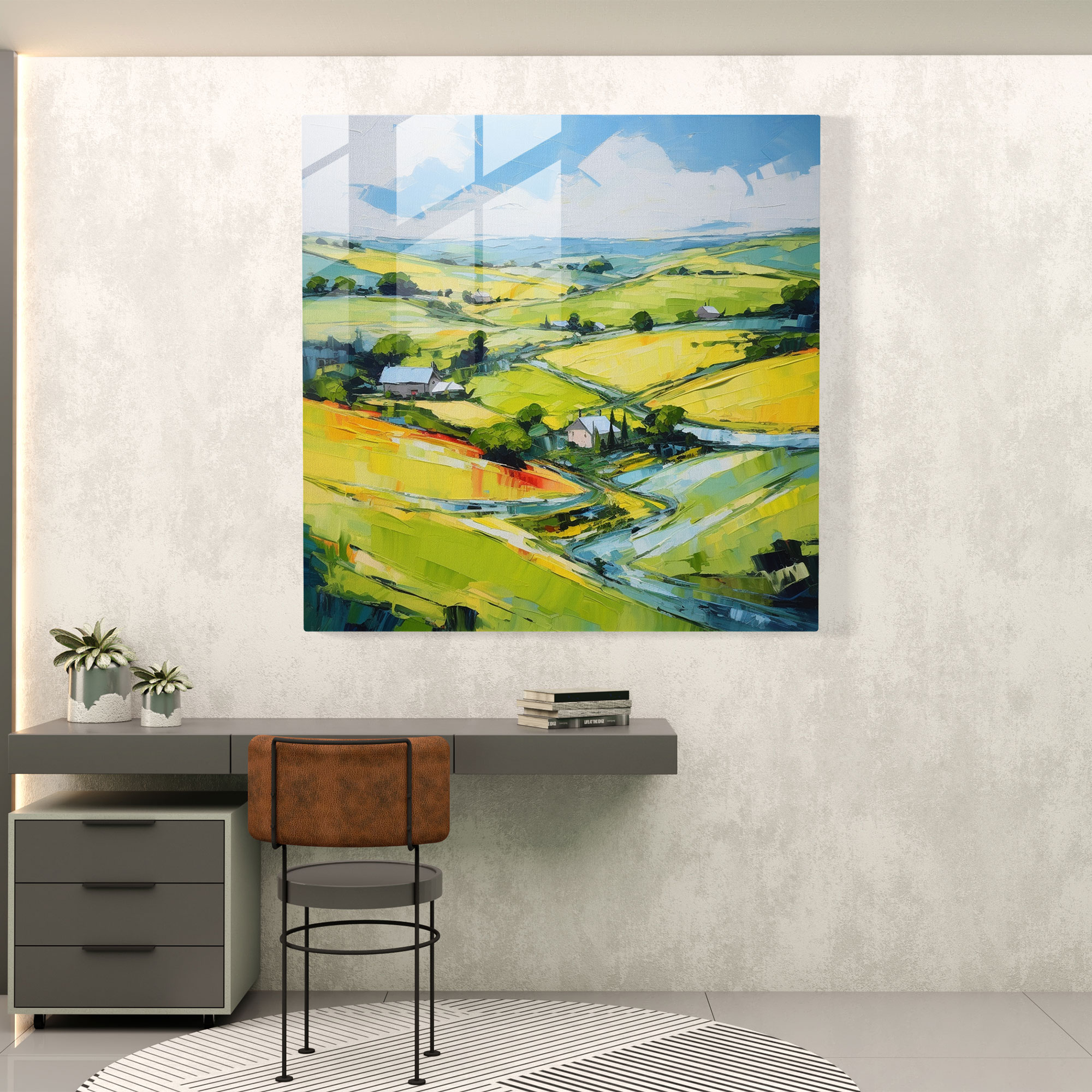 Anatolia Impressionist Glass Print - Anatolia, Anatolia, Countryside Landscape, Glass Art