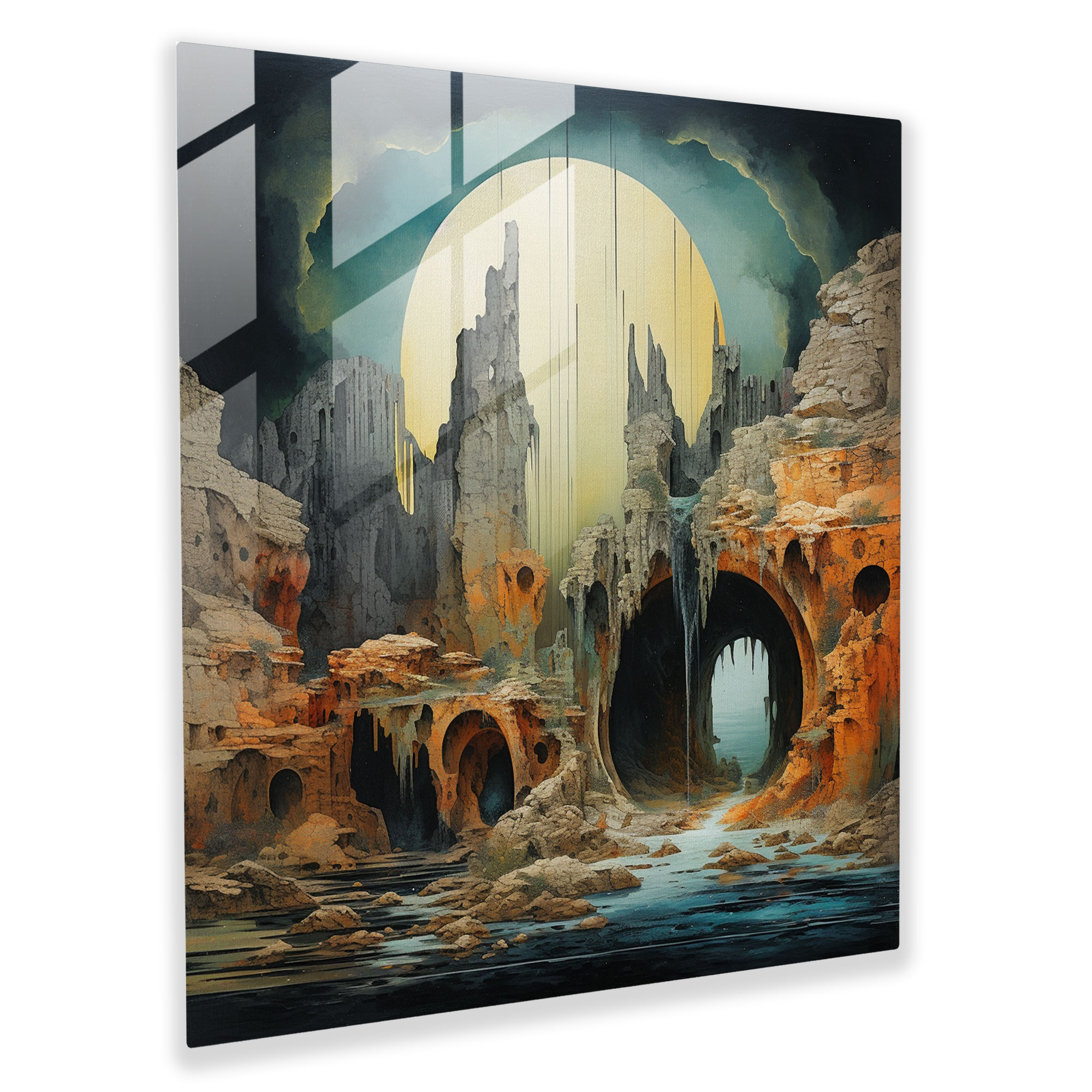 Anatolia Surrealist Glass Print - Anatolia, Modern Art, Ancient Ruins, Landscapes