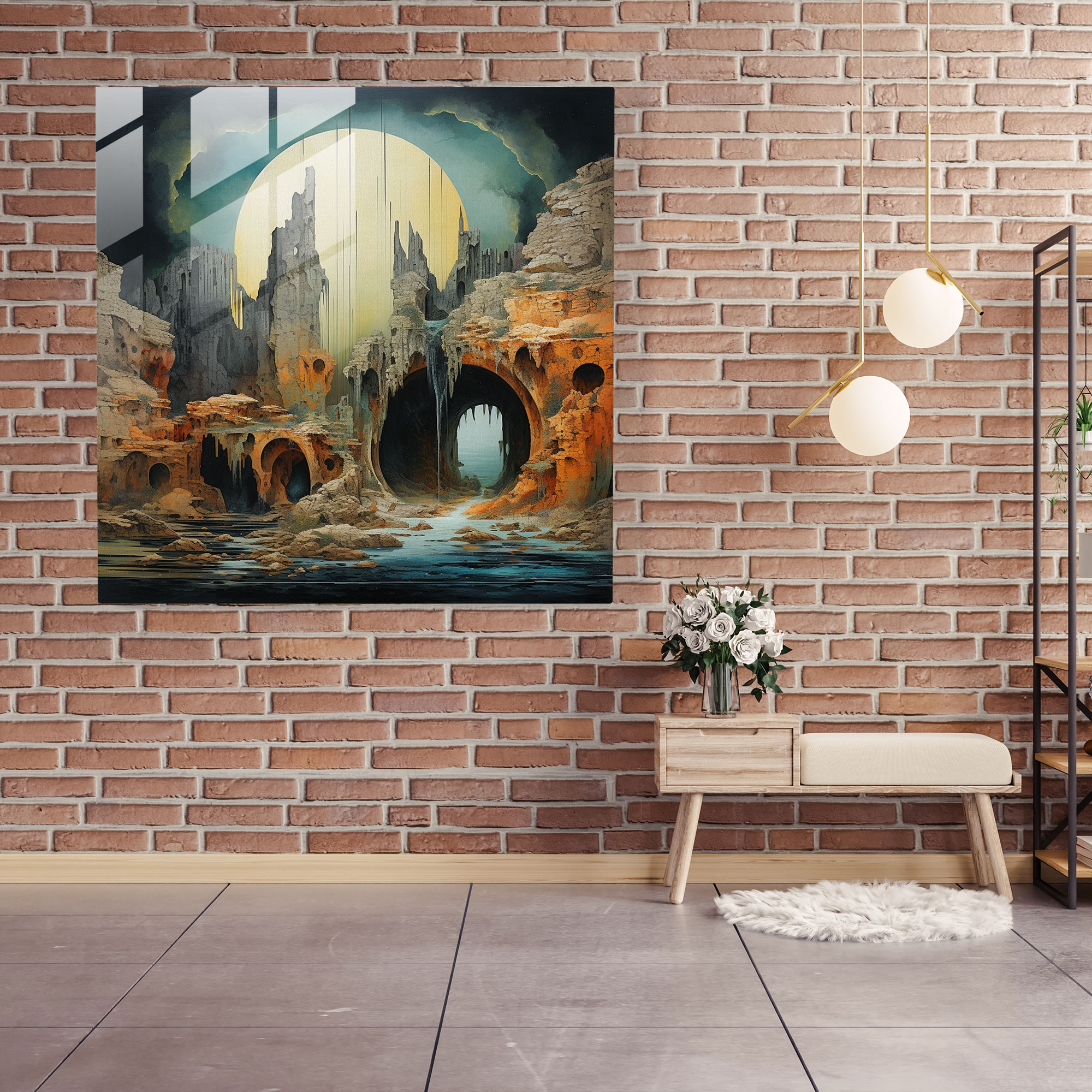 Anatolia Surrealist Glass Print - Anatolia, Modern Art, Ancient Ruins, Landscapes