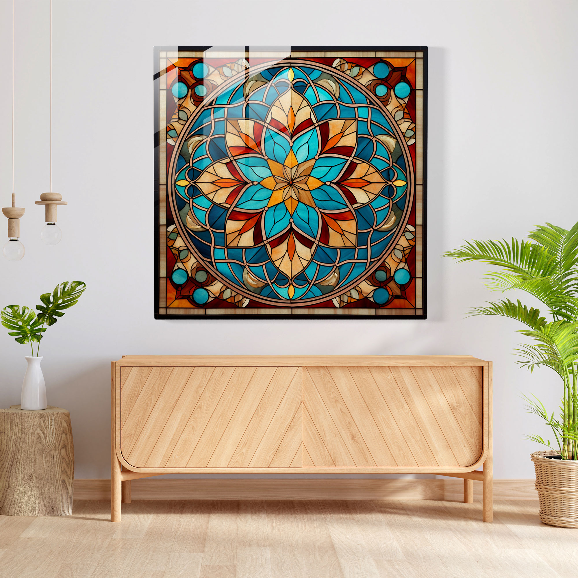 Anadolu Geometri Cam Tablosu - Anadolu Duvar Dekorasyonu Modern Sanat Geometrik Tasarım