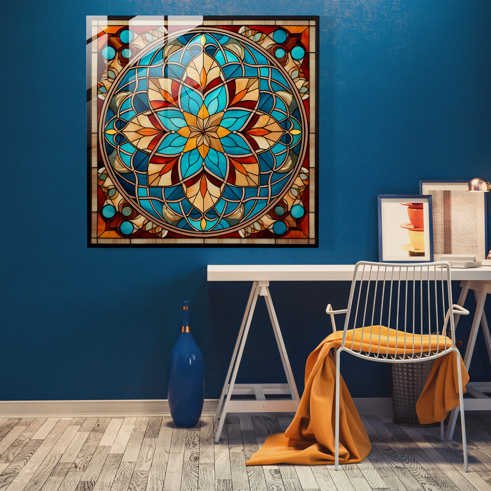 Anadolu Geometri Cam Tablosu - Anadolu Duvar Dekorasyonu Modern Sanat Geometrik Tasarım