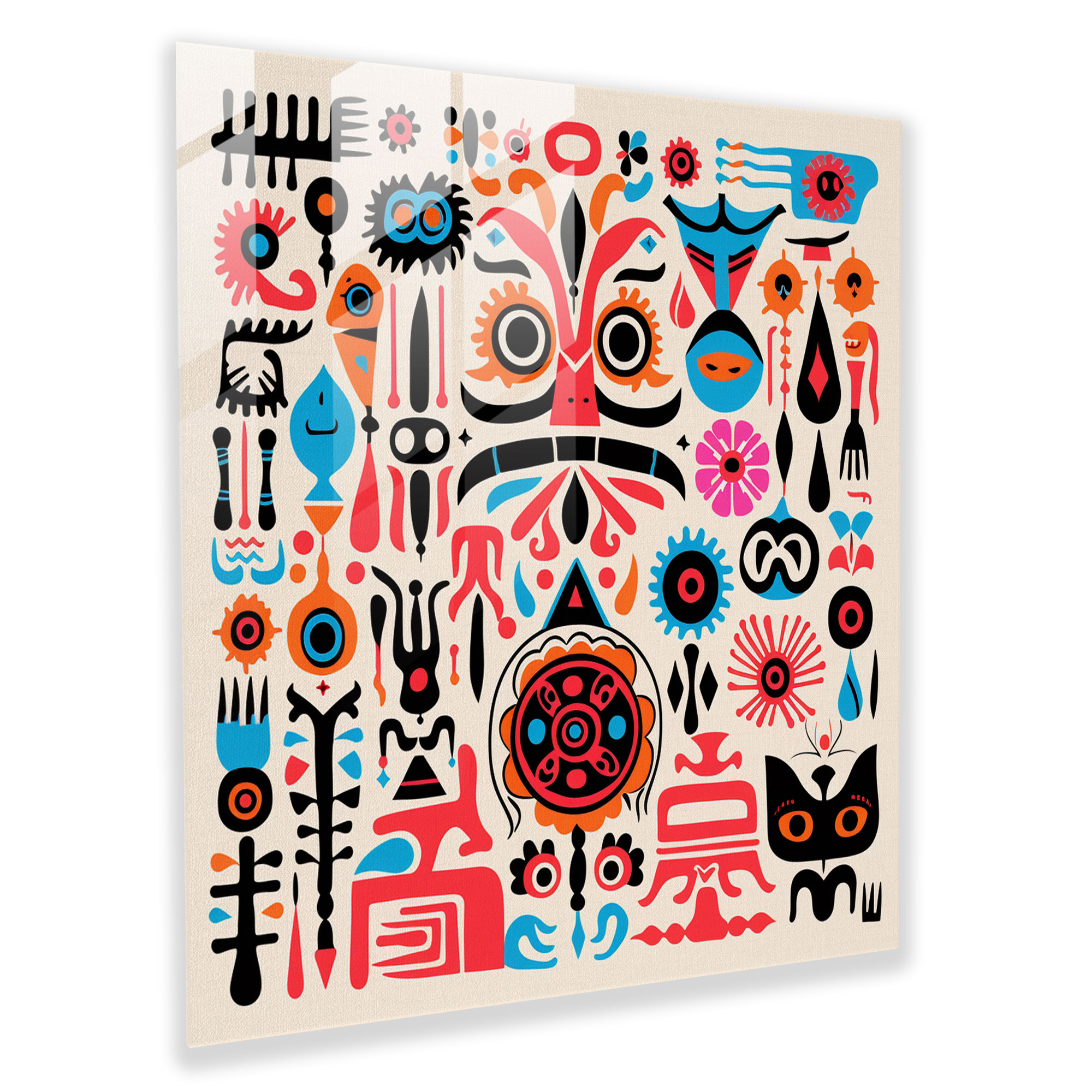 Anatolian Pop Art Glass Print - Anatolia, Iconic Symbols, Home Decoration, Anatolia