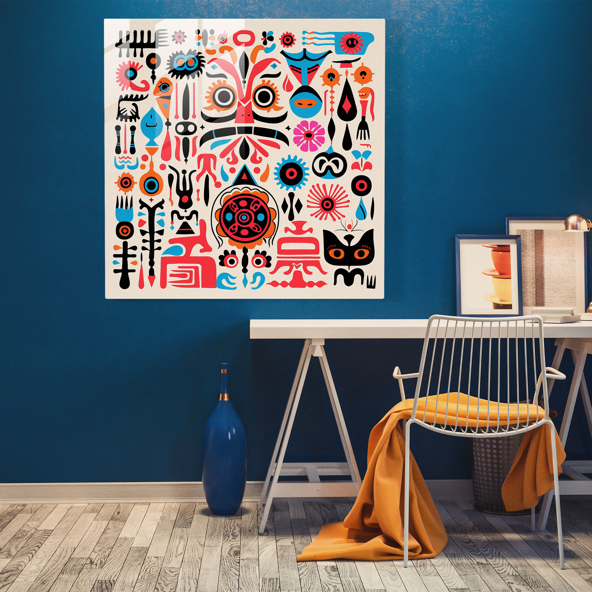 Anatolian Pop Art Glass Print - Anatolia, Iconic Symbols, Home Decoration, Anatolia