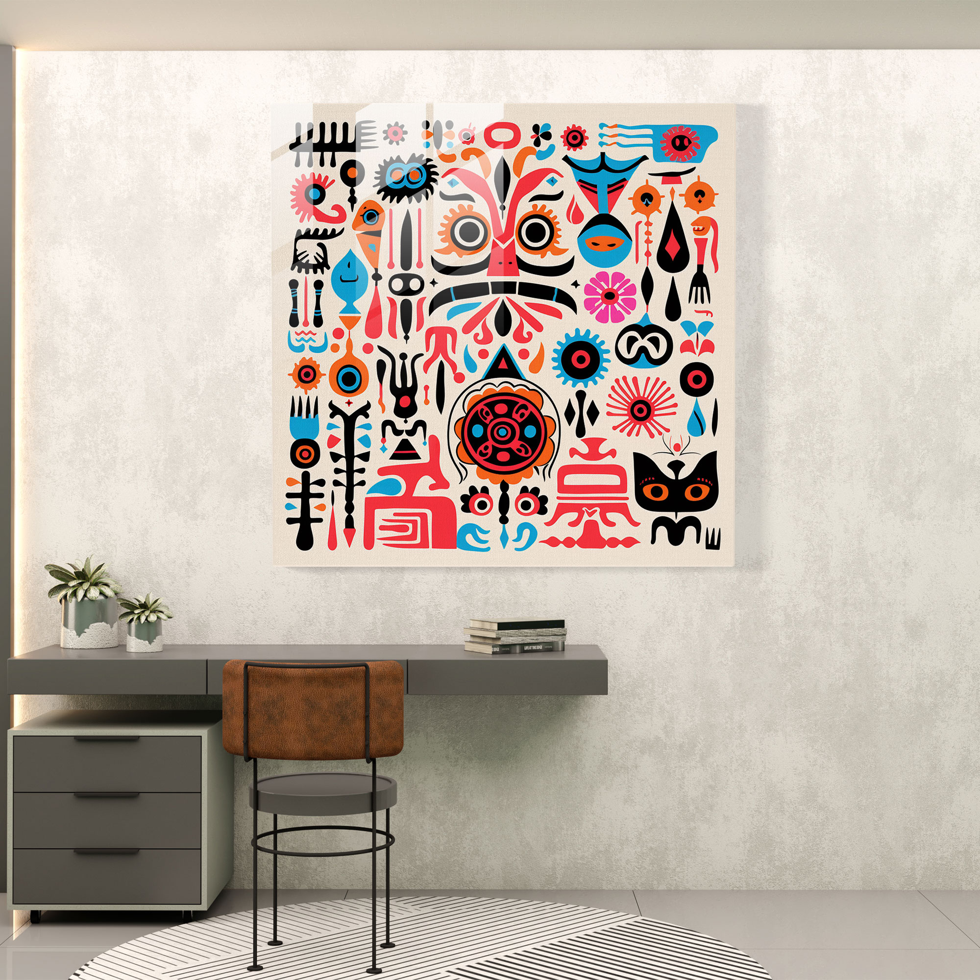 Anatolian Pop Art Glass Print - Anatolia, Iconic Symbols, Home Decoration, Anatolia