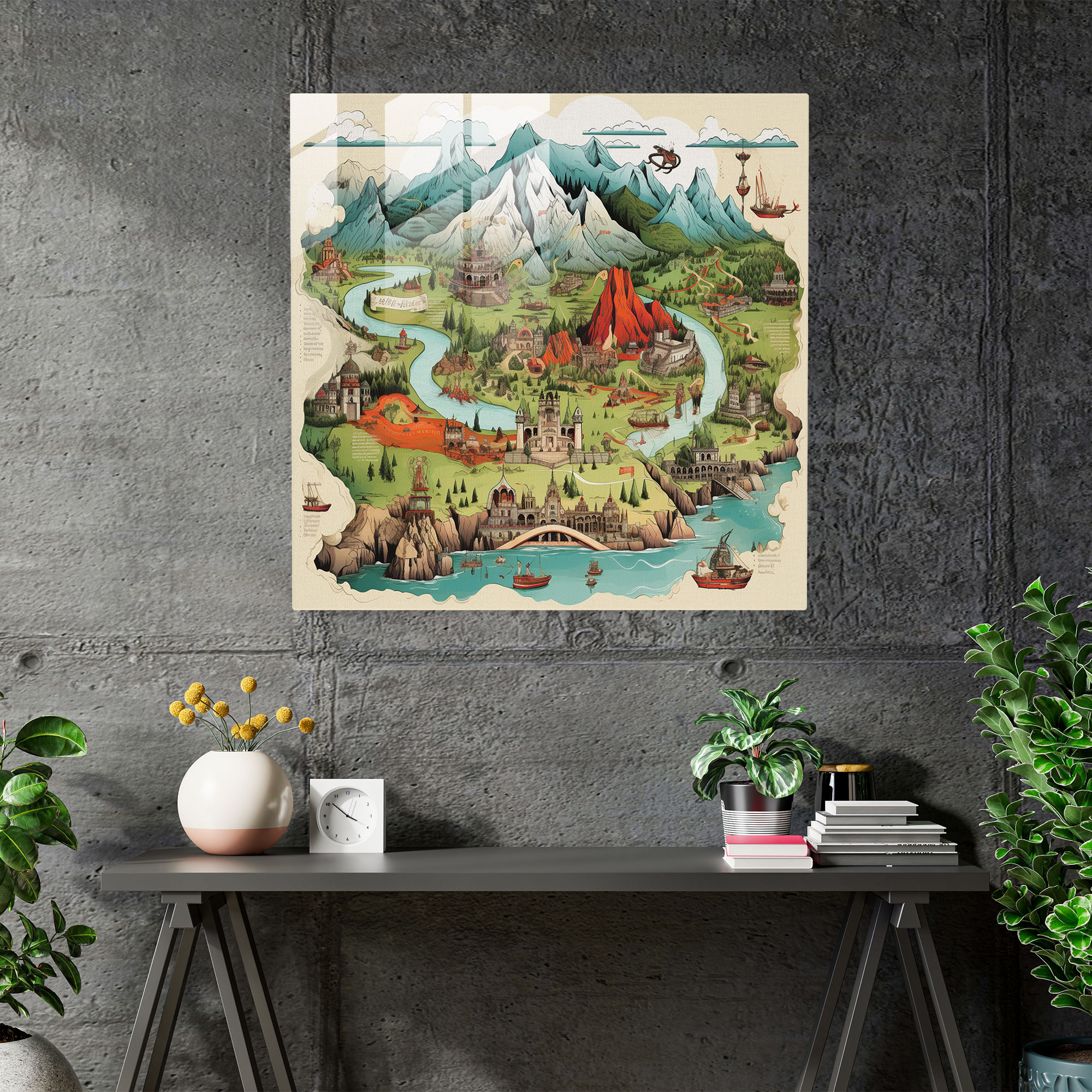 Anatolia Map Glass Print - Anatolia, Intricate Details, Modern Art, Home Decoration