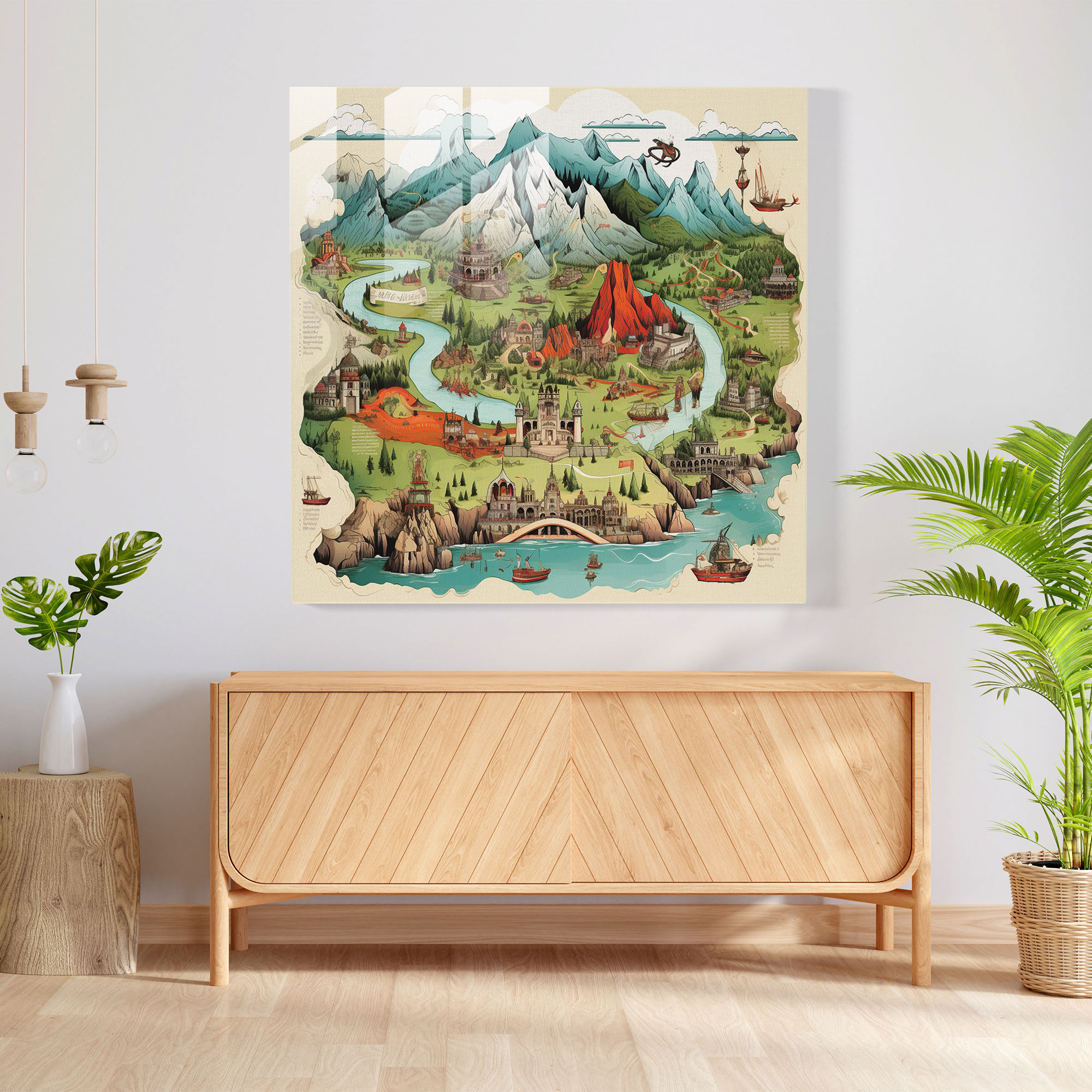 Anatolia Map Glass Print - Anatolia, Intricate Details, Modern Art, Home Decoration