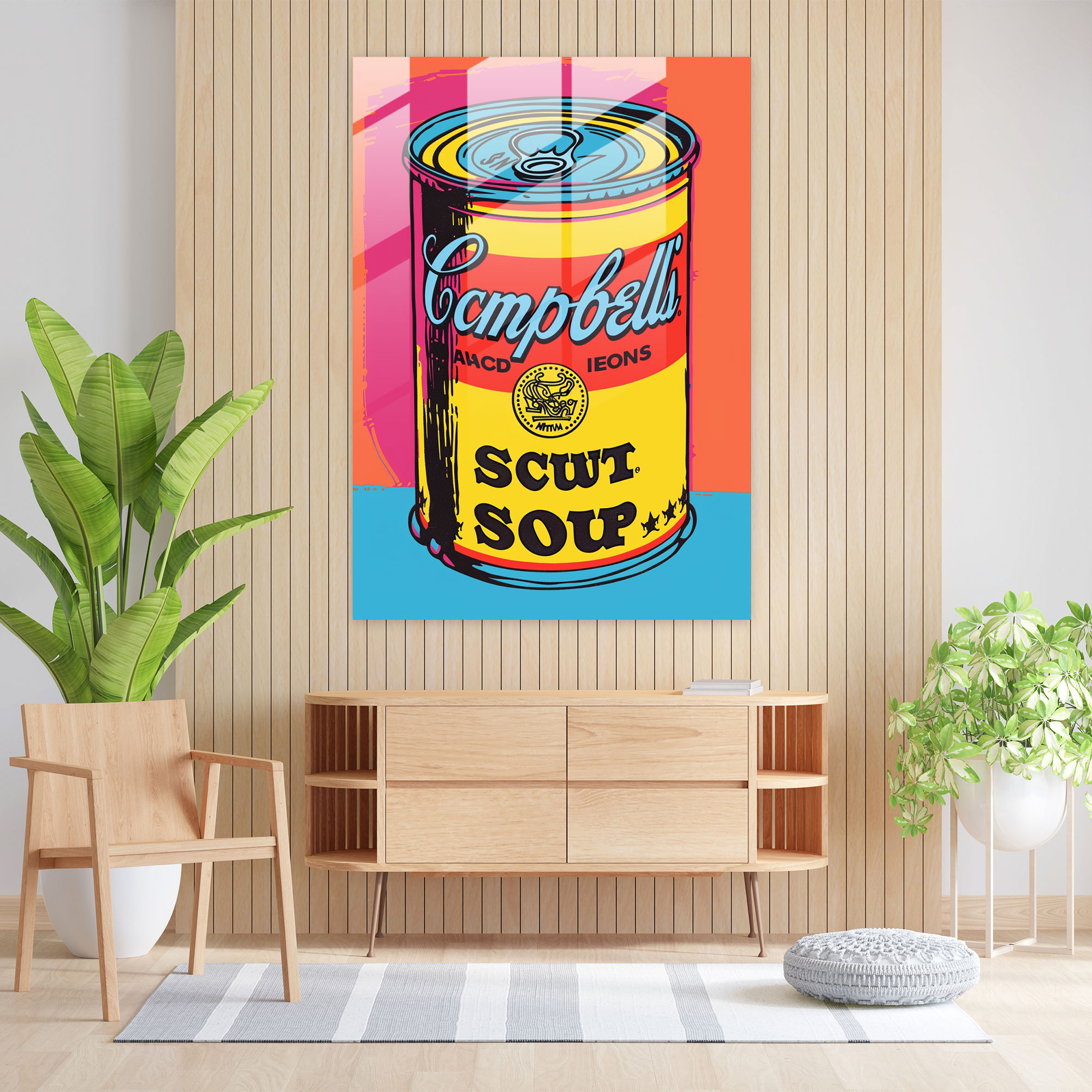 Andy Warhol Glass Print: Campbell's Soup Can - Andy Warhol, Modern Art, Glass Print, Glass Wall Art