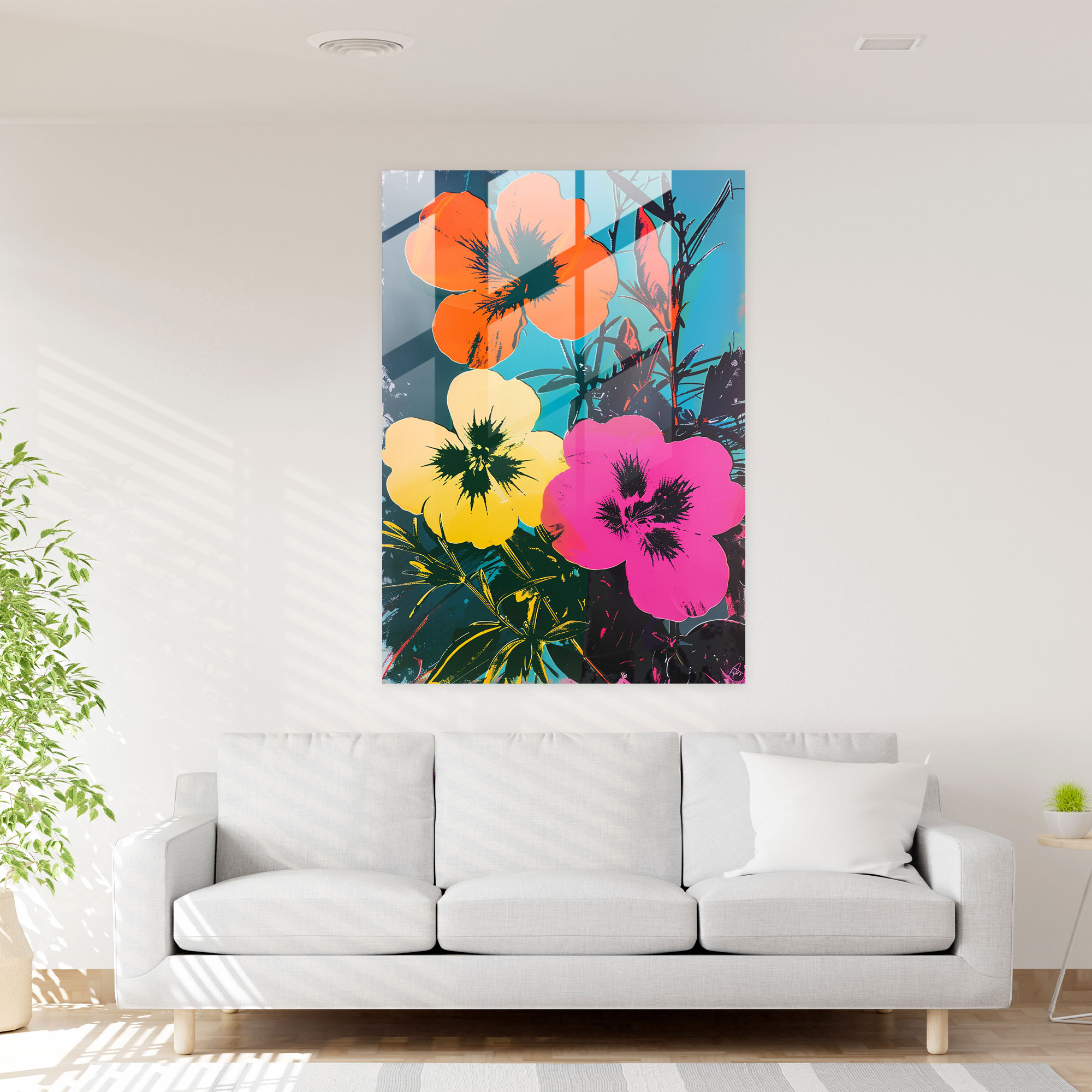 Andy Warhol Glass Art: Floral Blooms - Andy Warhol, Floral Art, Home Decoration, Vibrant Colors