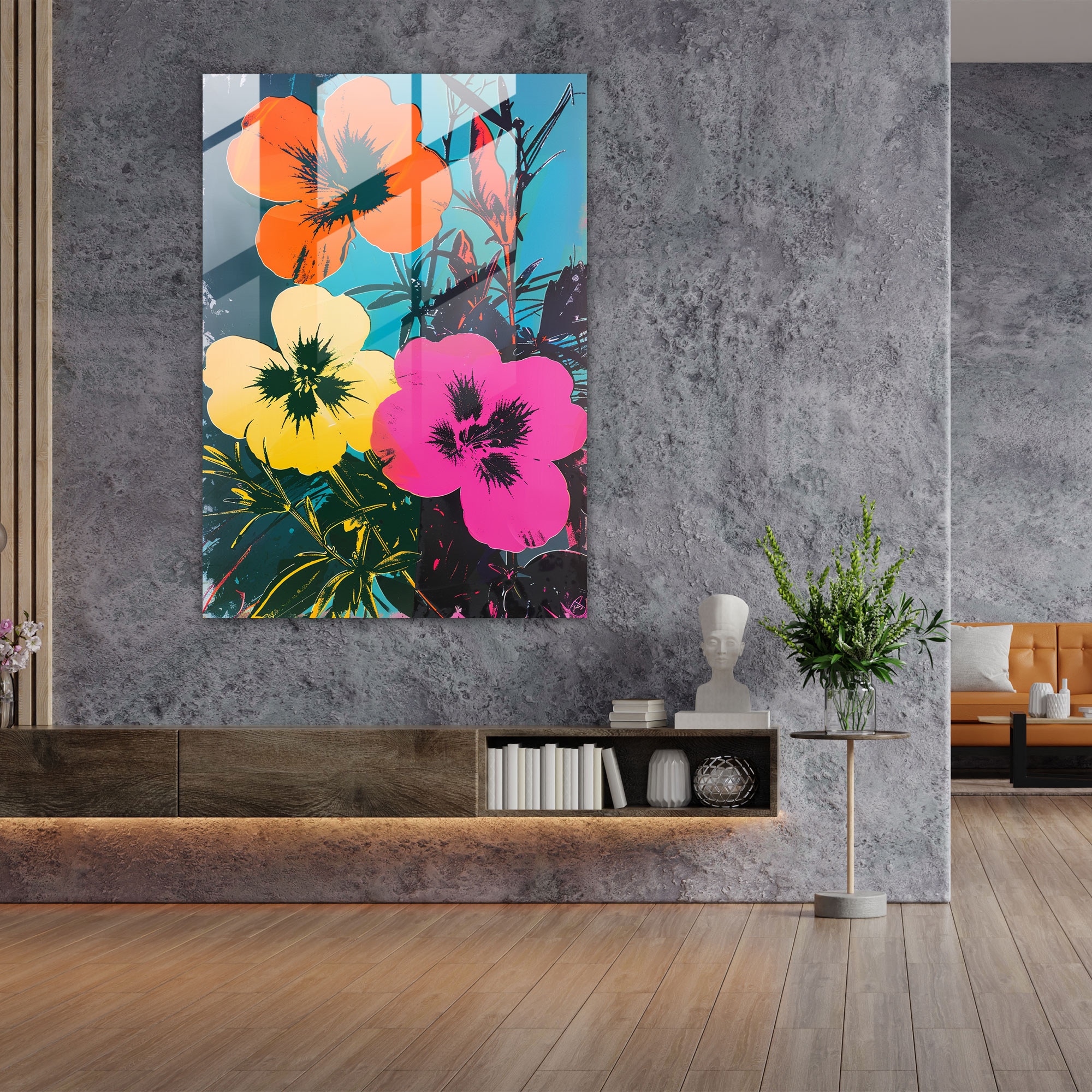 Andy Warhol Glass Art: Floral Blooms - Andy Warhol, Floral Art, Home Decoration, Vibrant Colors