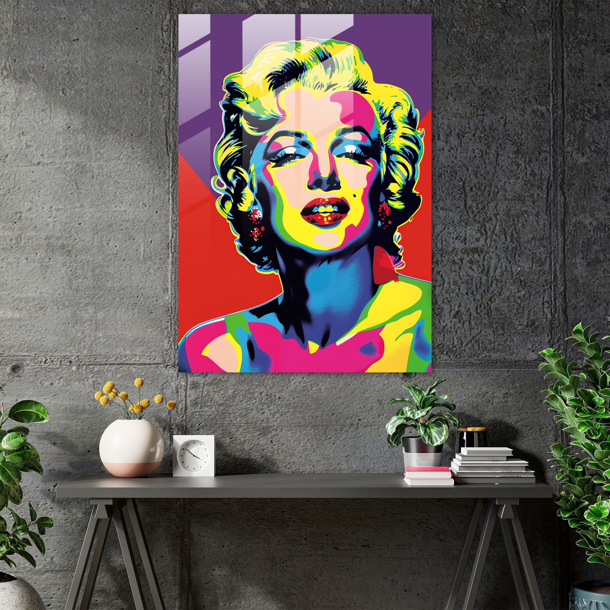 Andy Warhol Cam Tablo Marilyn Monroe - Pop Art Canlı Renkler