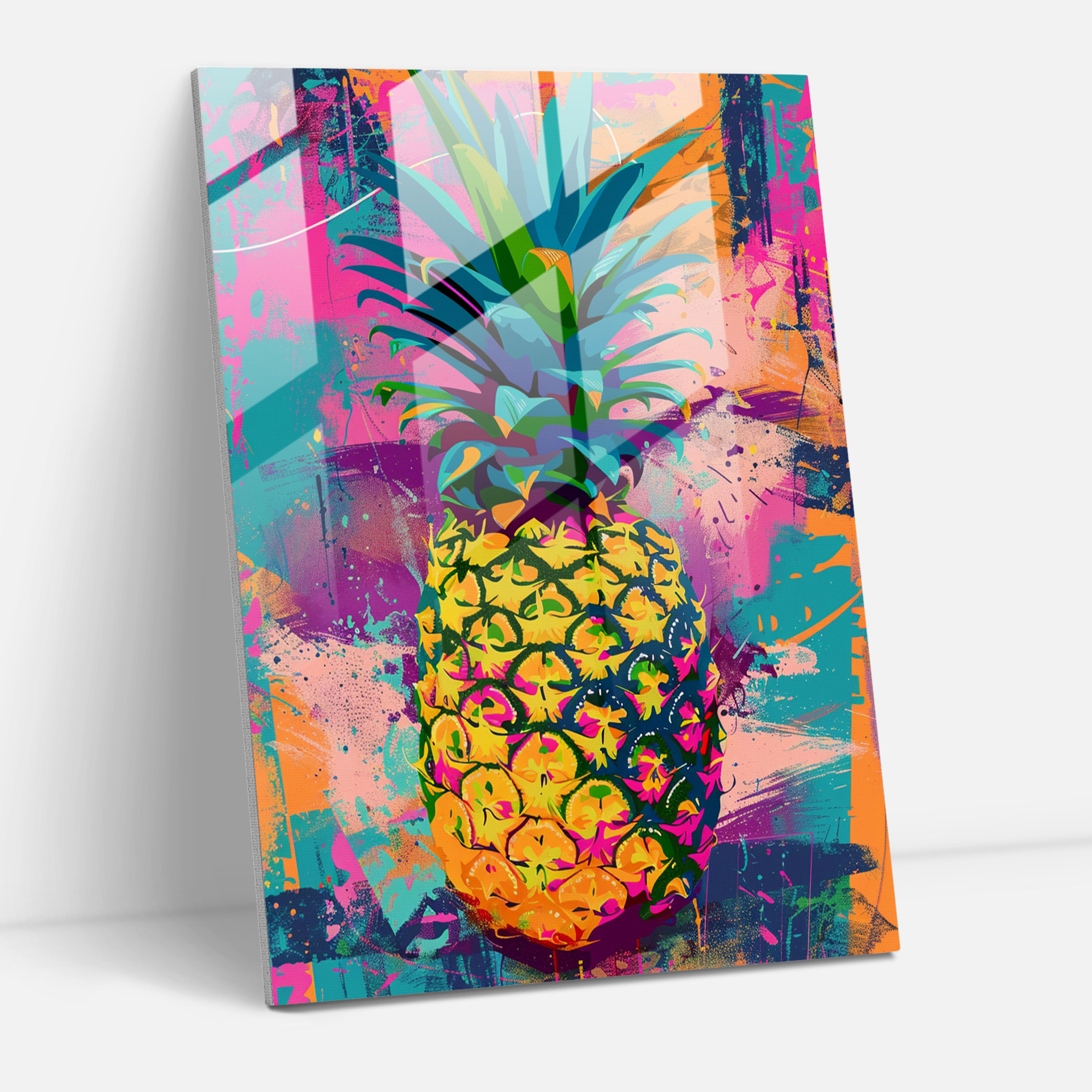 Andy Warhol Cam Tablo Ananas Portresi - Ananas Desenli Modern Sanat Eseri