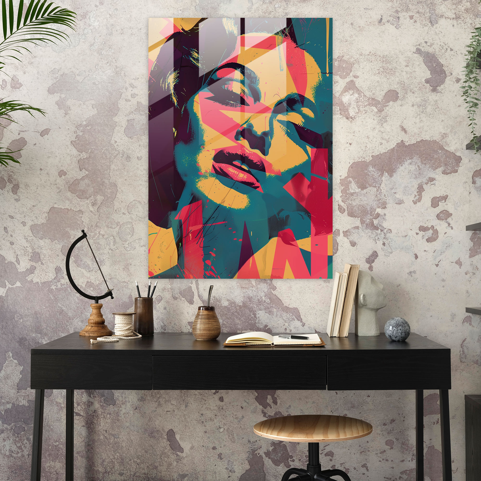 Andy Warhol Tipografi Ev Dekorasyonu Cam Tablo - Modern Sanat Andy Warhol
