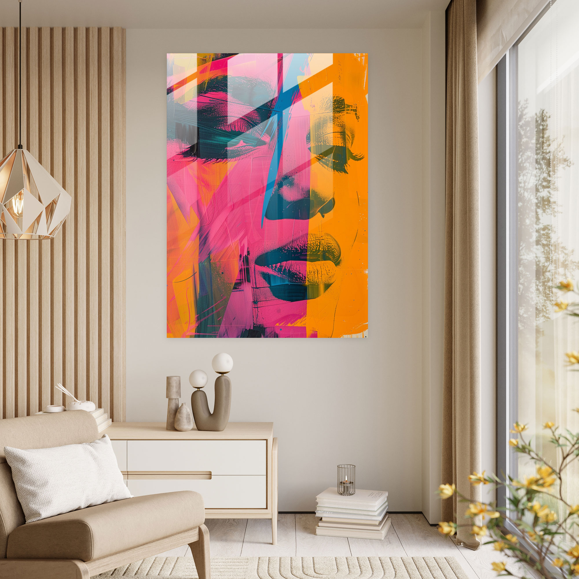 Andy Warhol Cam Tablo - Duvar Dekorasyonu Cam Duvar Sanatı Modern Sanat