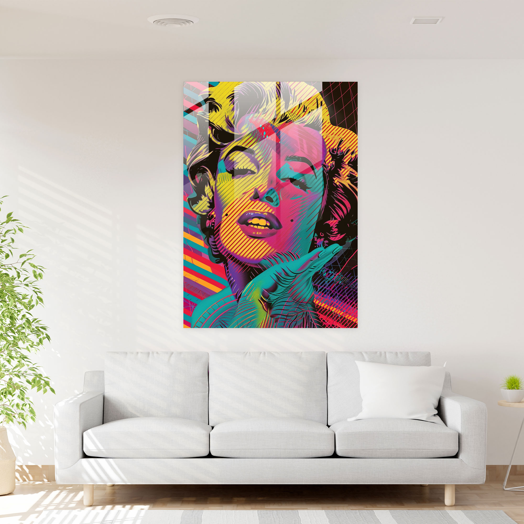 Andy Warhol Cam Tablo Marilyn Monroe - Duvar Sanatı Cam Sanat Cam Tablo