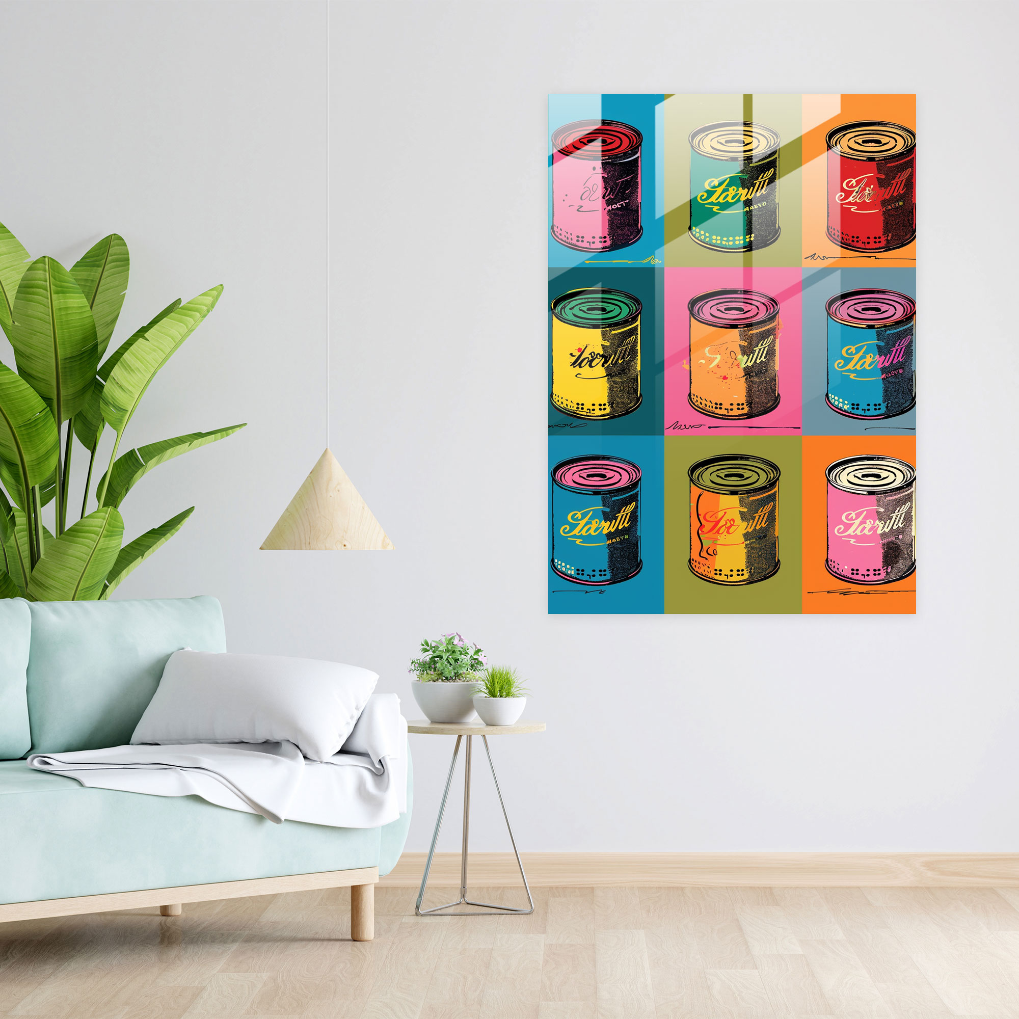 Andy Warhol Çorba Kutuları Cam Tablo Duvar Sanatı - Ev Dekorasyonu Cam Sanatı
