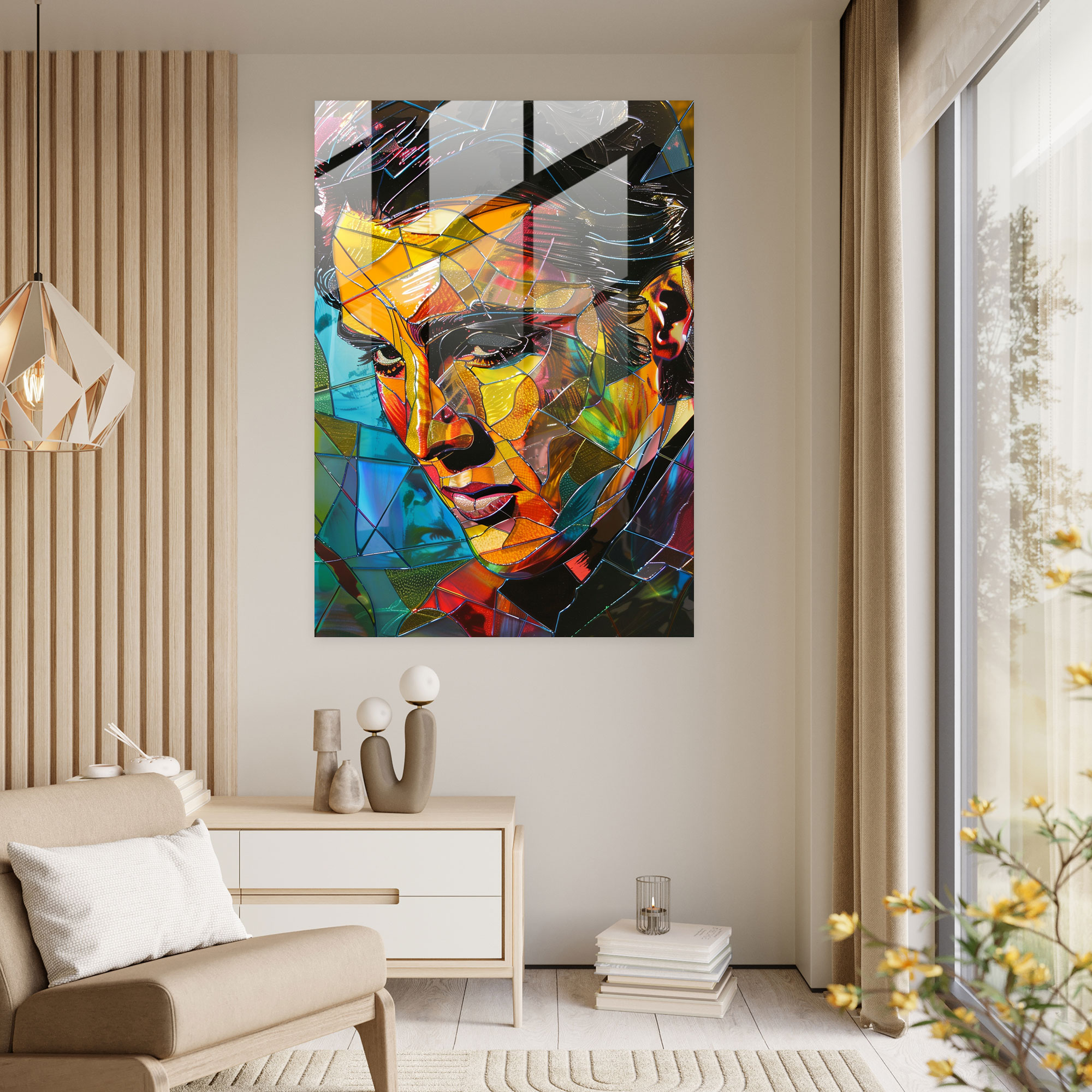 Andy Warhol Cam Tablo Elvis Presley Portresi - Ev Dekorasyonu için Andy Warhol Cam Tablo