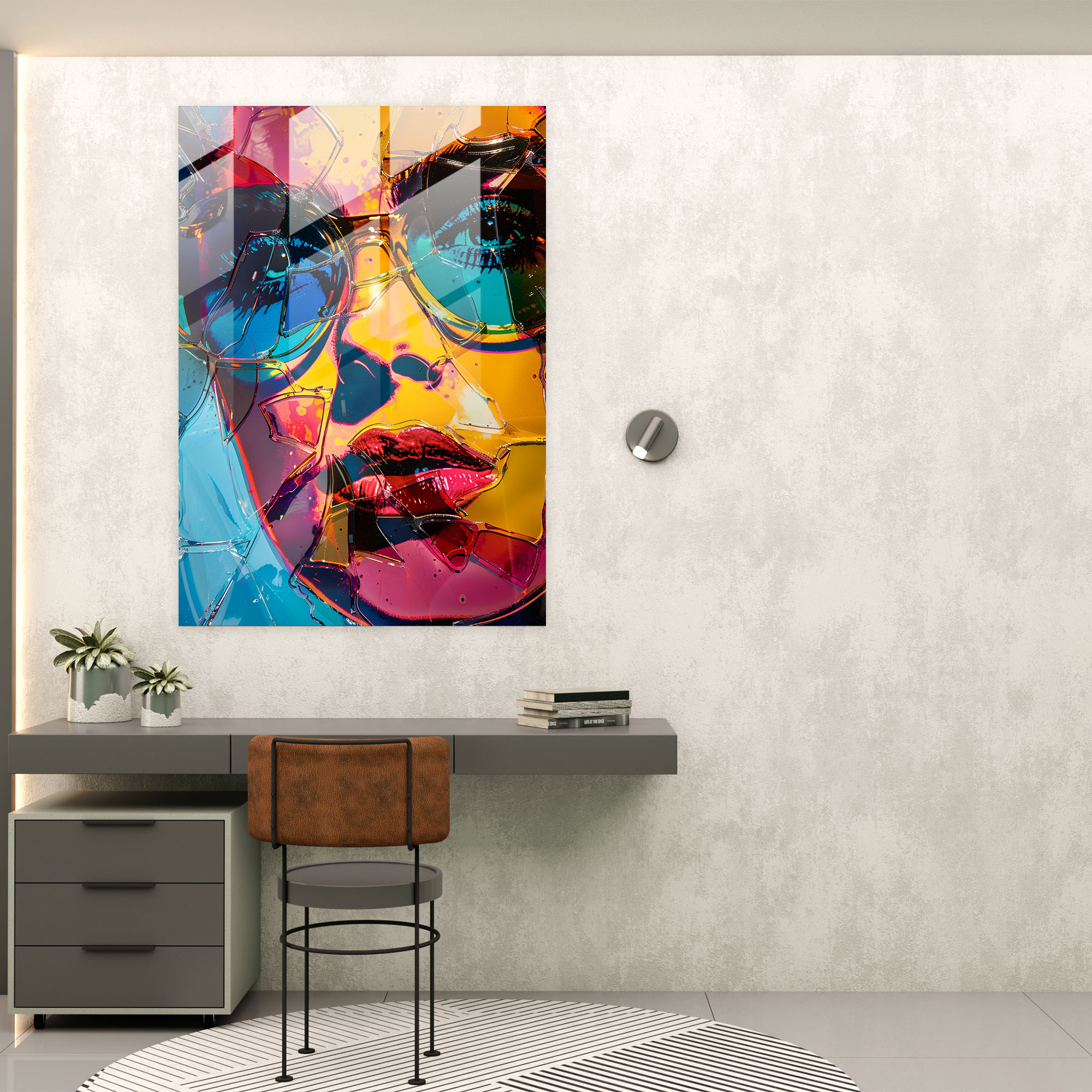 Andy Warhol Cam Tablo Renkli Portre - Ev Dekorasyonu için Andy Warhol Cam Duvar Sanatı