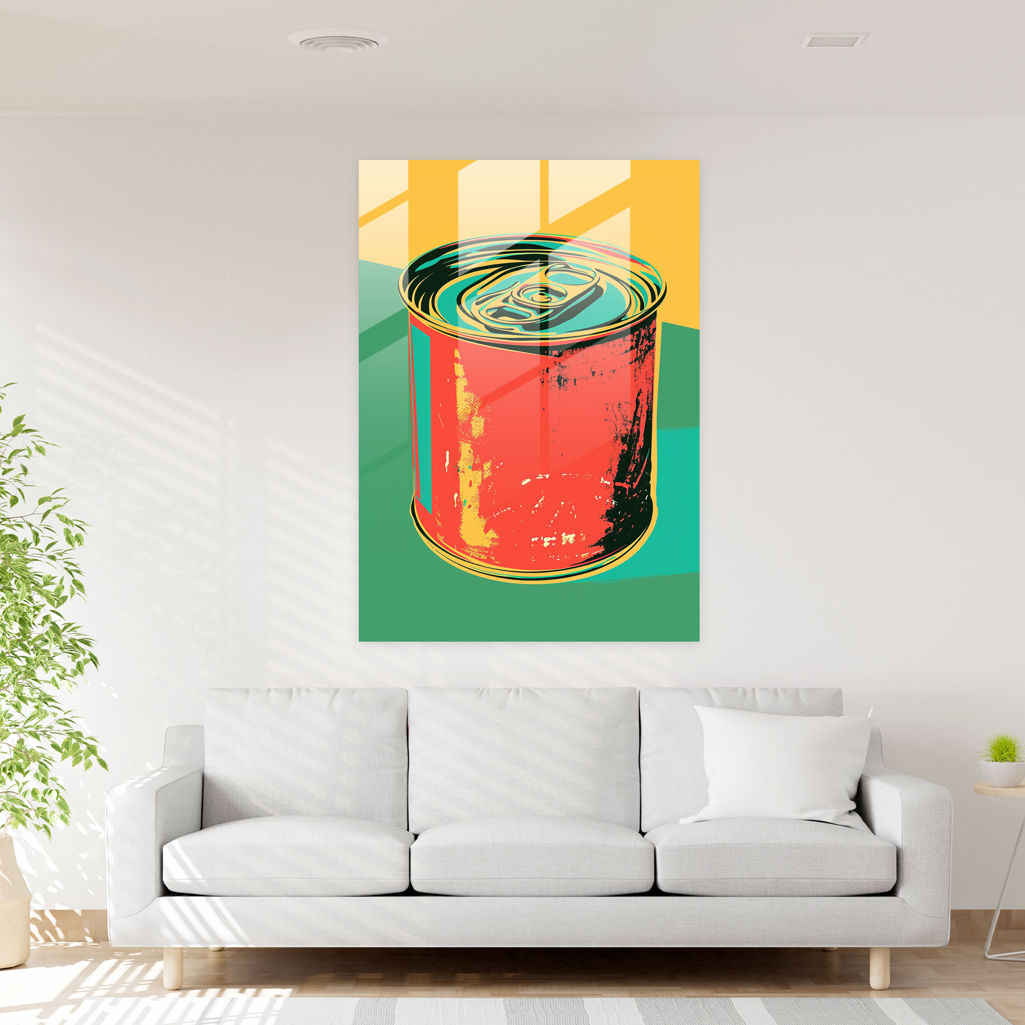 Andy Warhol Modern Sanat: Retro Çorba Kutusu Cam Tablo
