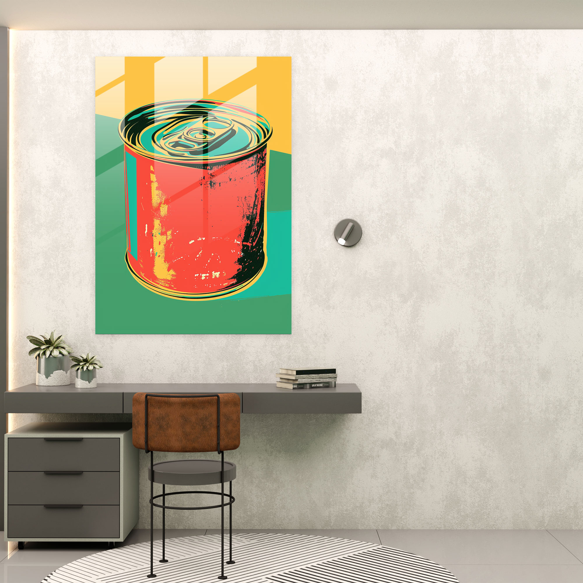 Andy Warhol Modern Sanat: Retro Çorba Kutusu Cam Tablo