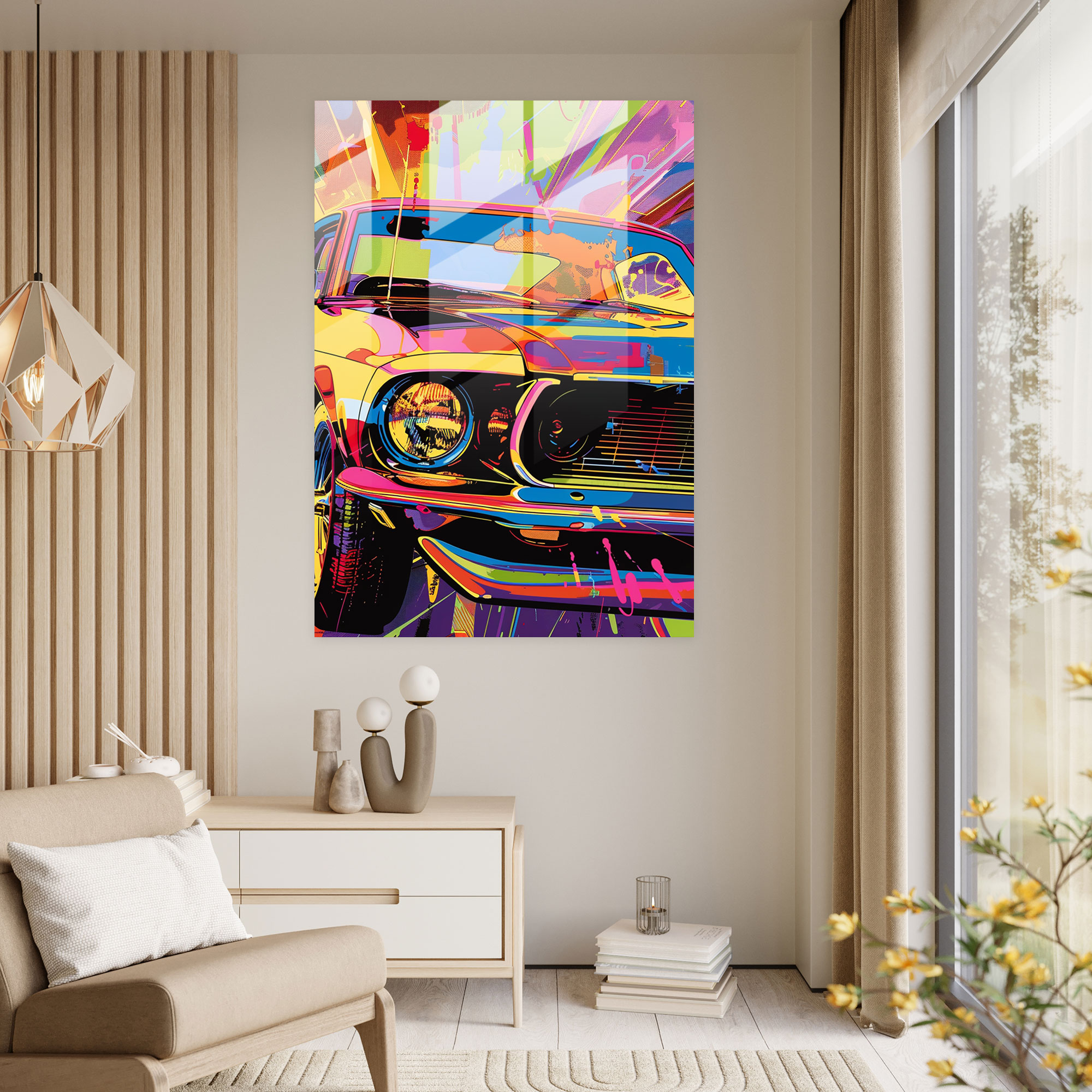 Andy Warhol Glass Wall Art - Dynamic Car Illustrations - Andy Warhol, Glass Wall Art, Car Illustrations, Wall Decoration
