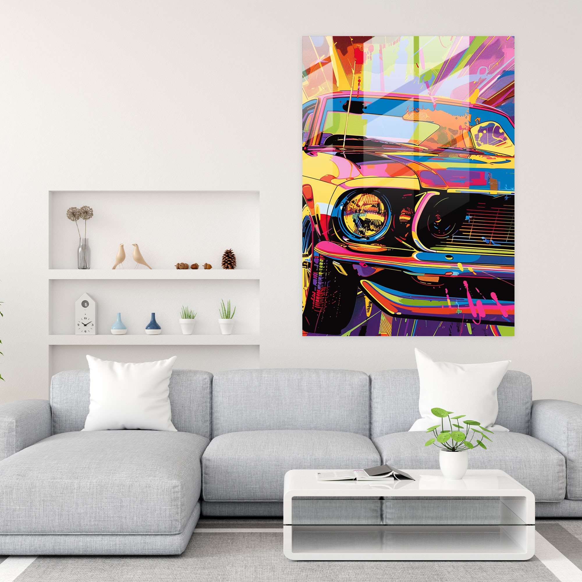 Andy Warhol Glass Wall Art - Dynamic Car Illustrations - Andy Warhol, Glass Wall Art, Car Illustrations, Wall Decoration