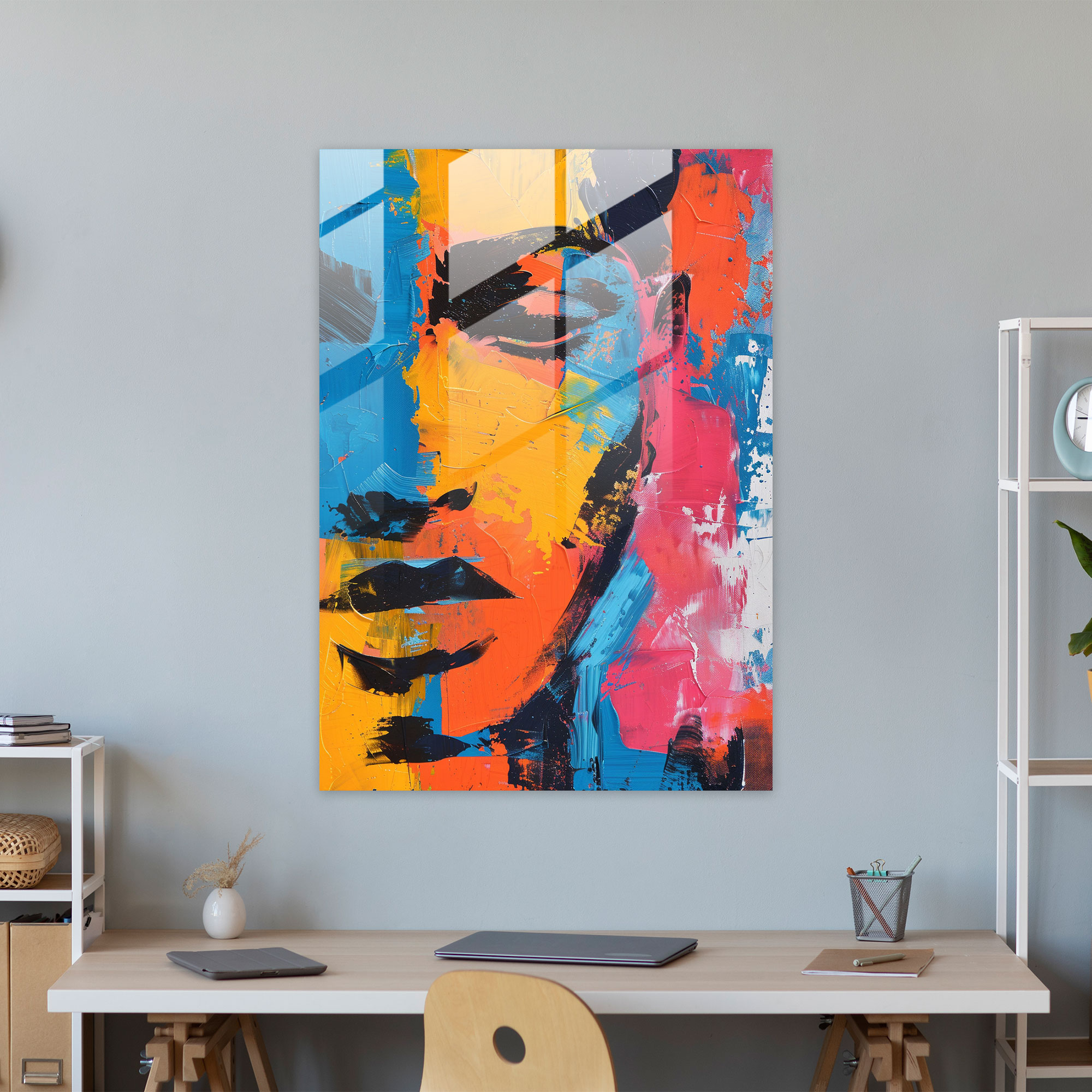 Andy Warhol Modern Sanat - Cesur Renklerle Soyut Portre - Duvar Dekorasyonu için Kanvas Tablo