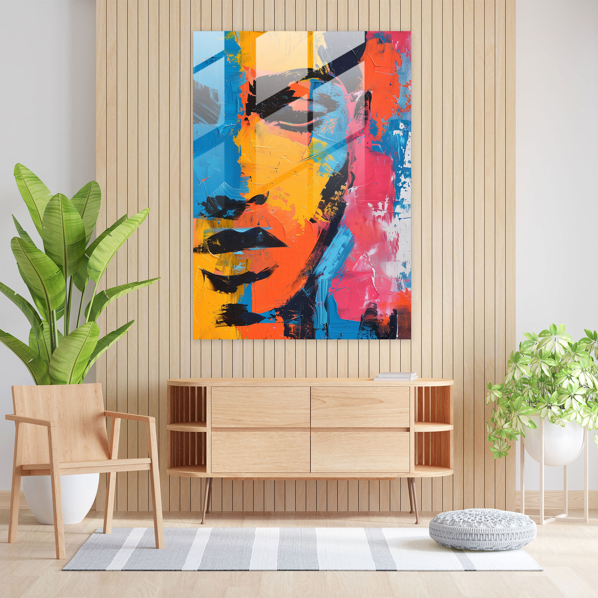 Andy Warhol Modern Sanat - Cesur Renklerle Soyut Portre - Duvar Dekorasyonu için Kanvas Tablo
