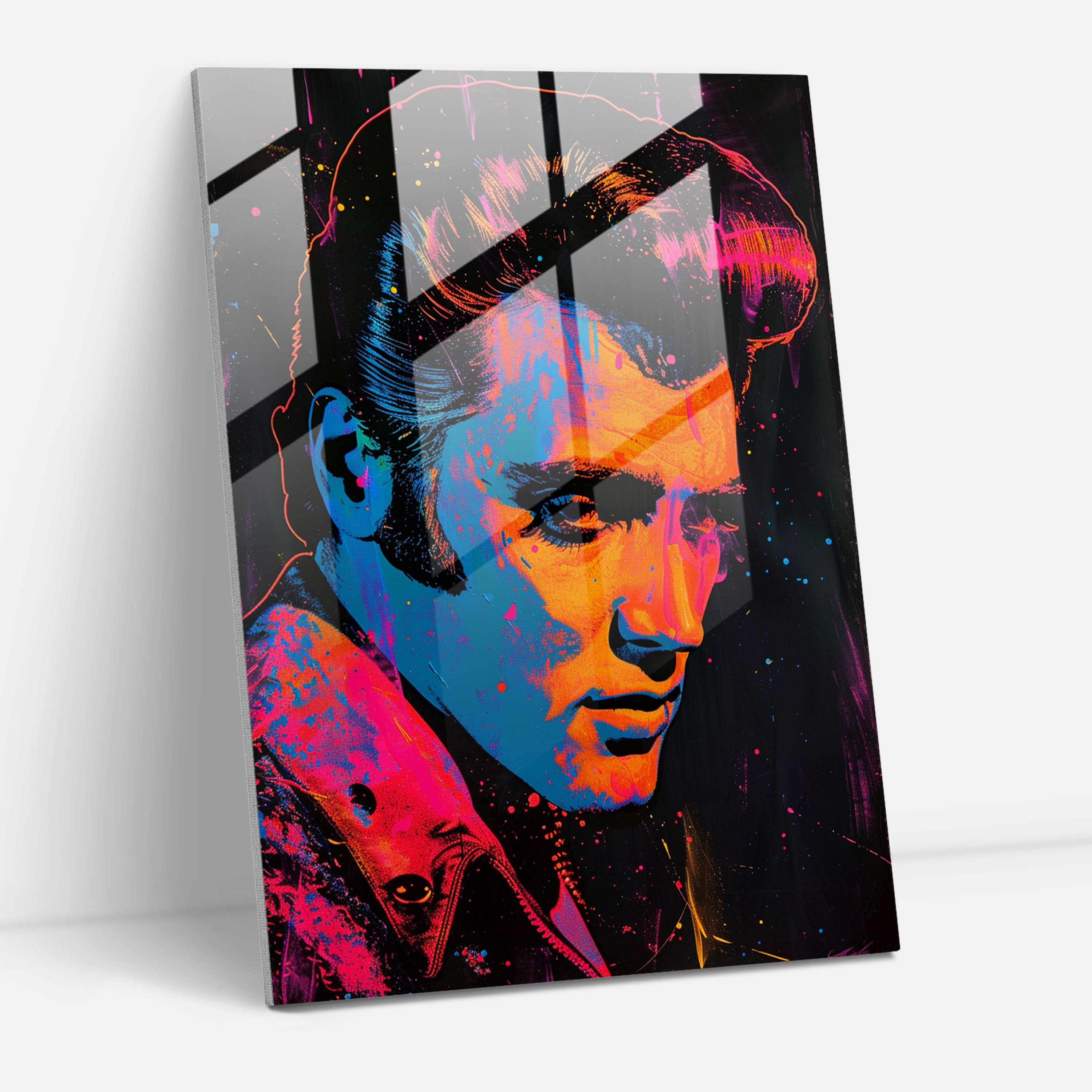 Andy Warhol Cam Tablo Elvis Presley Duvar Dekorasyonu - Modern Sanat Duvar Dekorasyonu