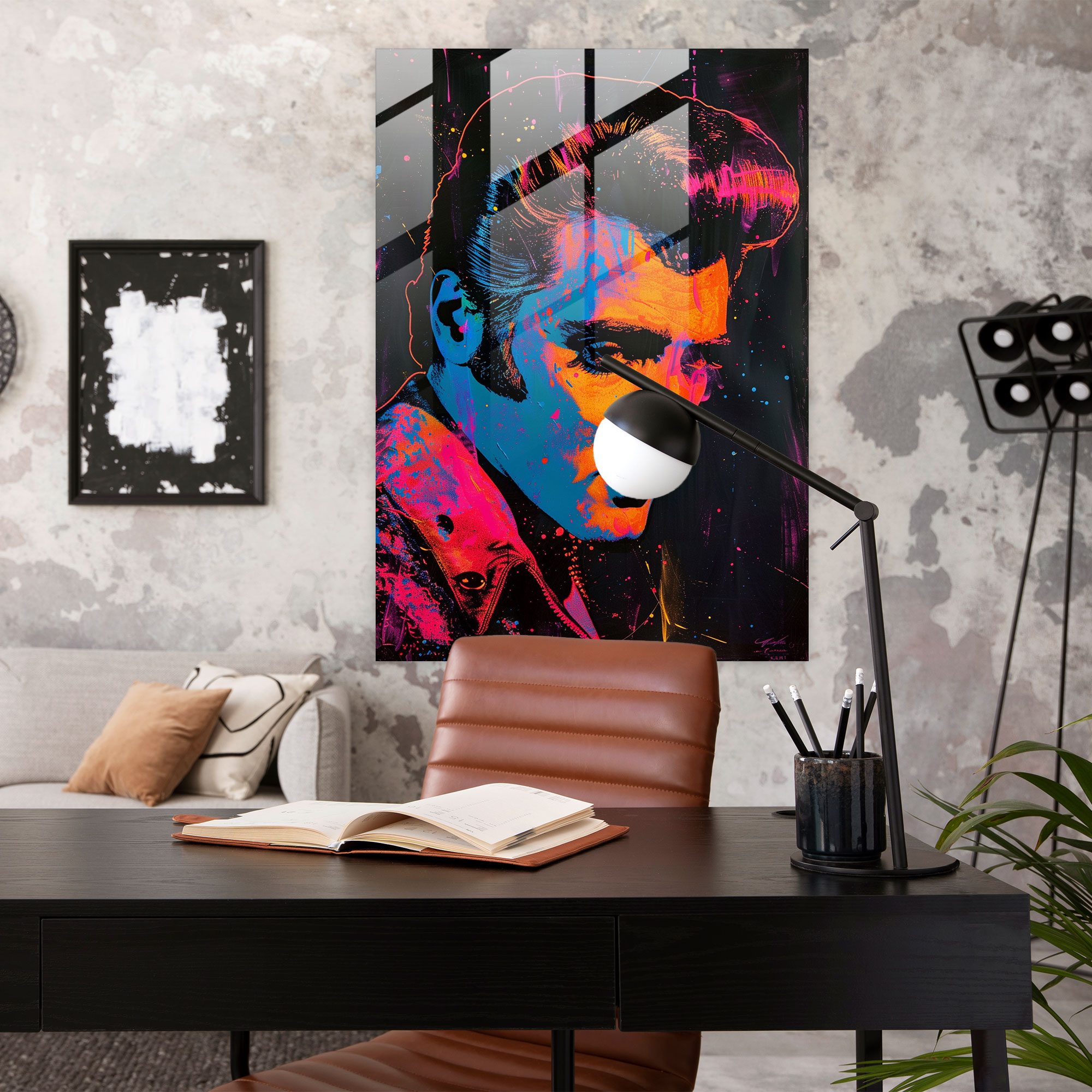 Andy Warhol Cam Tablo Elvis Presley Duvar Dekorasyonu - Modern Sanat Duvar Dekorasyonu