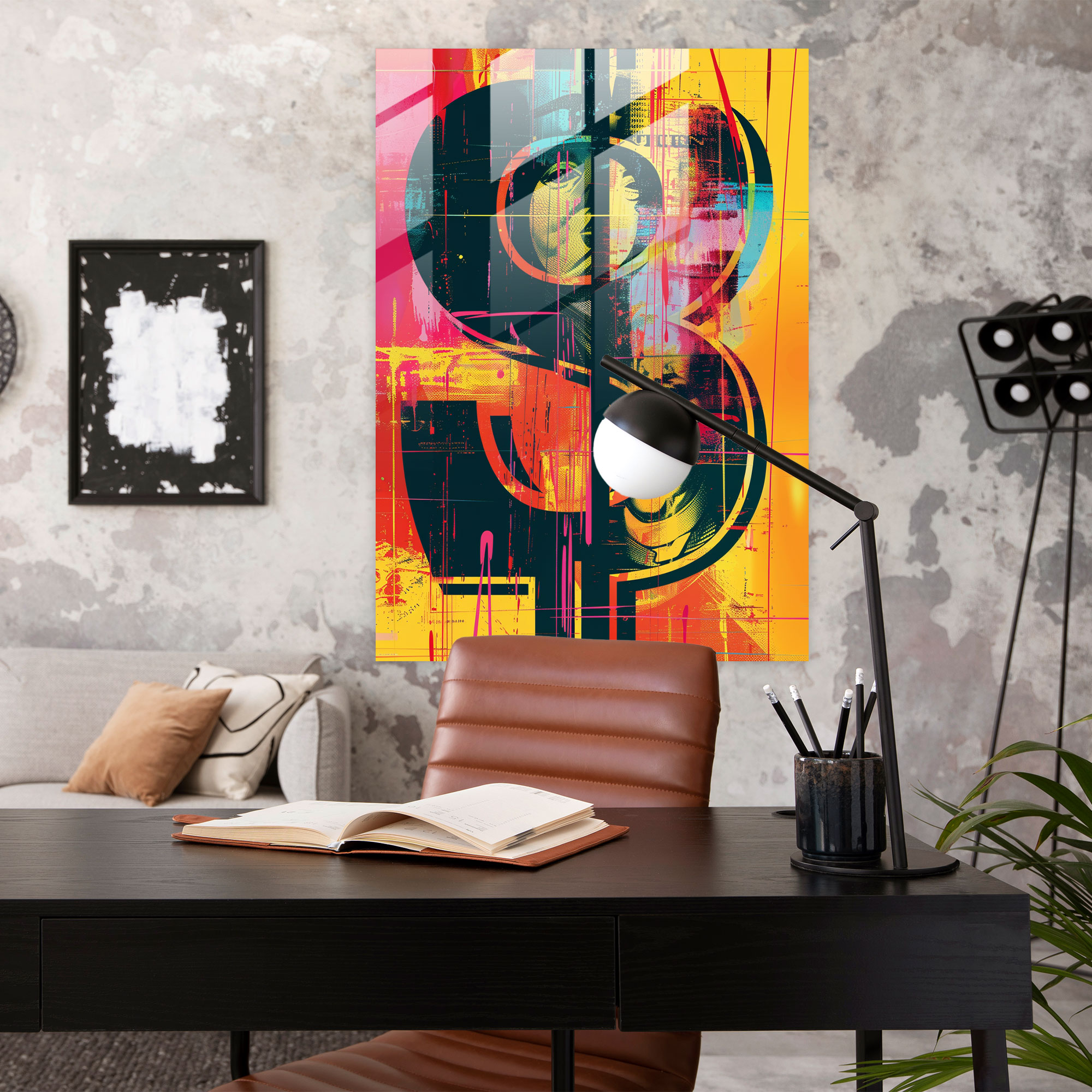 Andy Warhol Dolar İşaretleri Cam Tablo Modern Ev Dekorasyonu